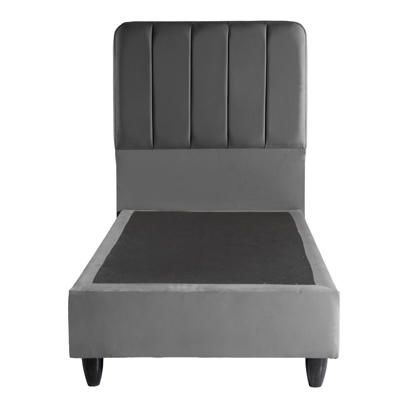 Κρεβάτι μονό Lunda pakoworld ανθρακί βελούδο 90x200εκ - Image 3