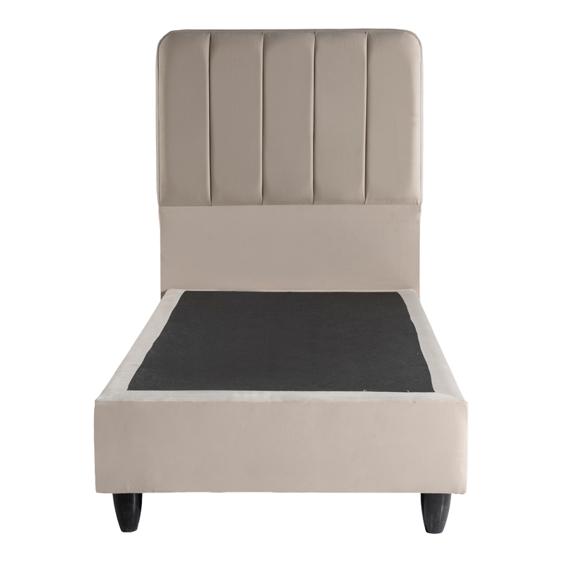 Κρεβάτι μονό Lunda pakoworld κρεμ βελούδο 90x200εκ - Image 3