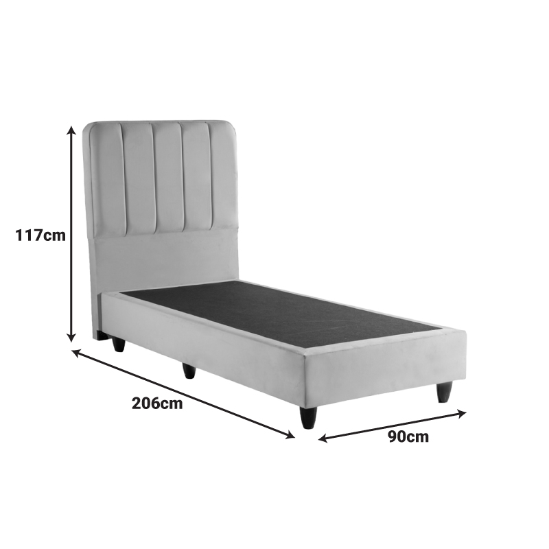 Κρεβάτι μονό Lunda pakoworld κρεμ βελούδο 90x200εκ - Image 6