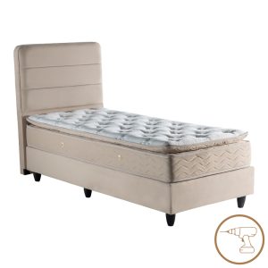 Κρεβάτι μονό Linteda pakoworld κρεμ βελούδο 90x200εκ