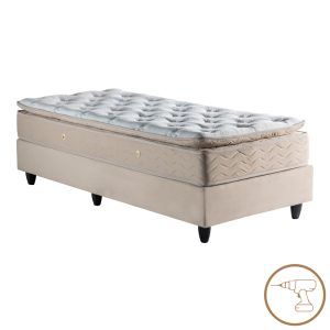 Κρεβάτι Υπόστρωμα μονό Pakda pakoworld κρεμ βελούδο 90x200εκ