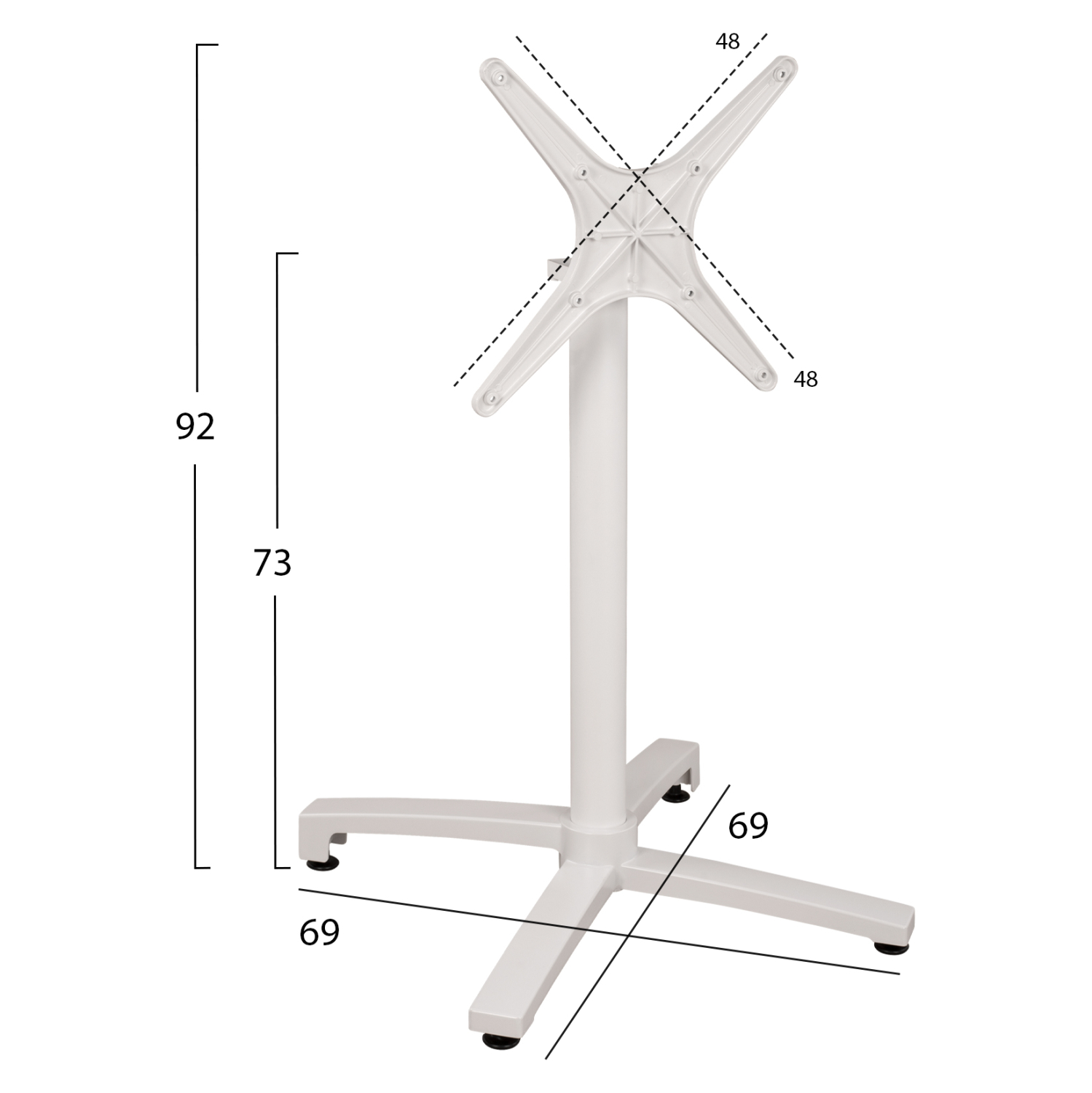 ΒΑΣΗ ΑΛΟΥΜΙΝΙΟΥ HM459.02 ΛΕΥΚΟ ΜΑΤ 69Χ69Χ73Υεκ. ΜΕ ΕΠΙΦΑΝΕΙΑ 48Χ48εκ. - Image 2