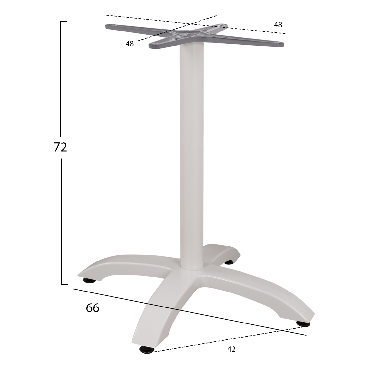 ΒΑΣΗ ΑΛΟΥΜΙΝΙΟΥ HM460.02 ΛΕΥΚΗ ΜΑΤ 66Χ66Χ72Υεκ. ΜΕ ΣΤΑΥΡΟ 48Χ48εκ. - Image 2