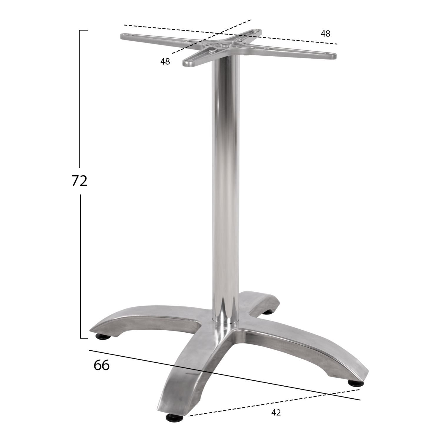 ΒΑΣΗ ΑΛΟΥΜΙΝΙΟΥ HM460.03 ΧΡΩΜΙΟΥ 66Χ66Χ72Υεκ. ΜΕ ΣΤΑΥΡΟ 48Χ48εκ. - Image 2
