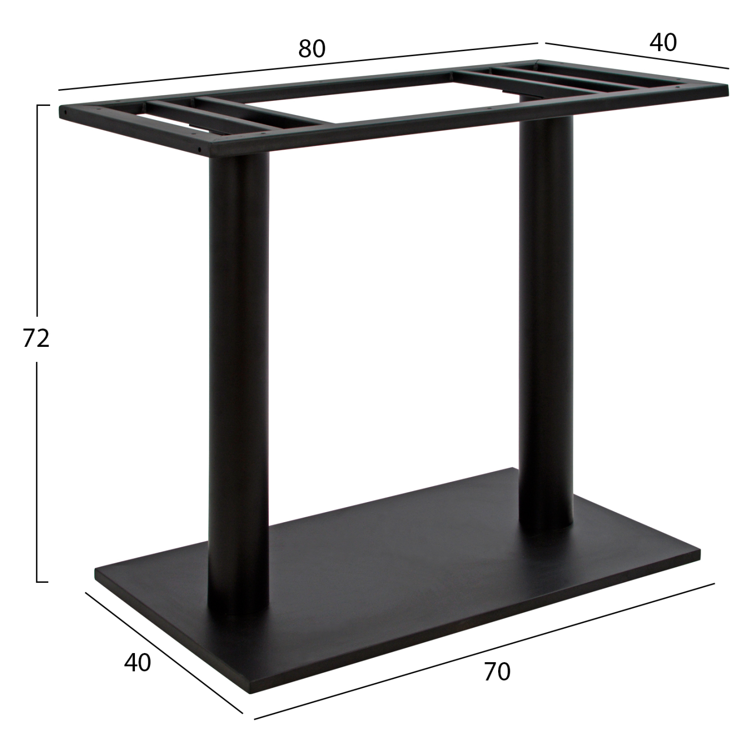 ΒΑΣΗ ΜΕΤΑΛΛΙΚΗ ΔΙΠΛΗ ΜΑΥΡΗ 80Χ40Χ72Υεκ. ΜΕ ΡΕΓΟΥΛΑΤΟΡΟΥΣ HM435 - Image 2