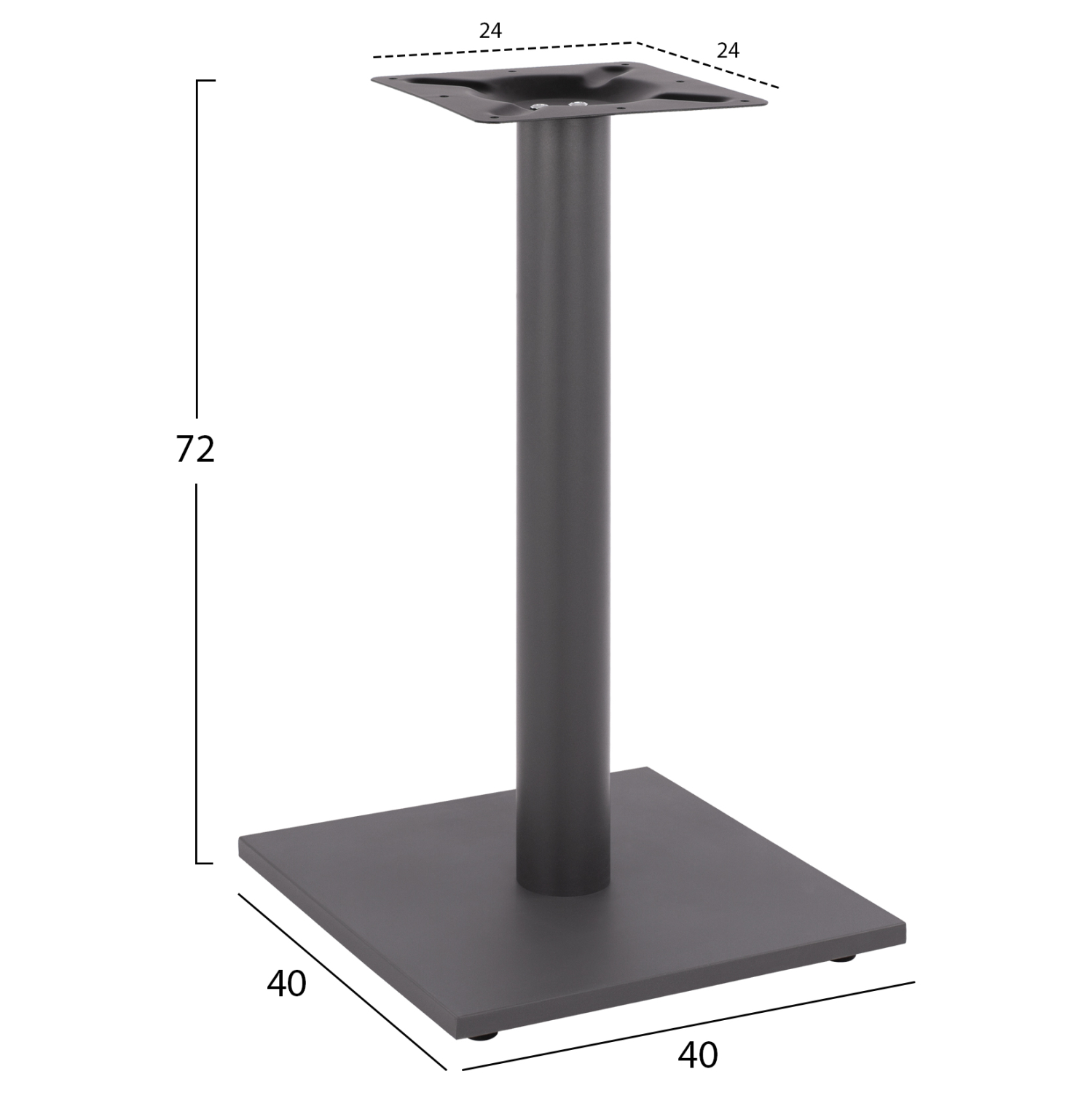 ΒΑΣΗ ΜΕΤΑΛΛΙΚΗ ΓΚΡΙ 40X40X72Υεκ. ΜΕ ΡΕΓΟΥΛΑΤΟΡΟΥΣ HM421.20 - Image 2