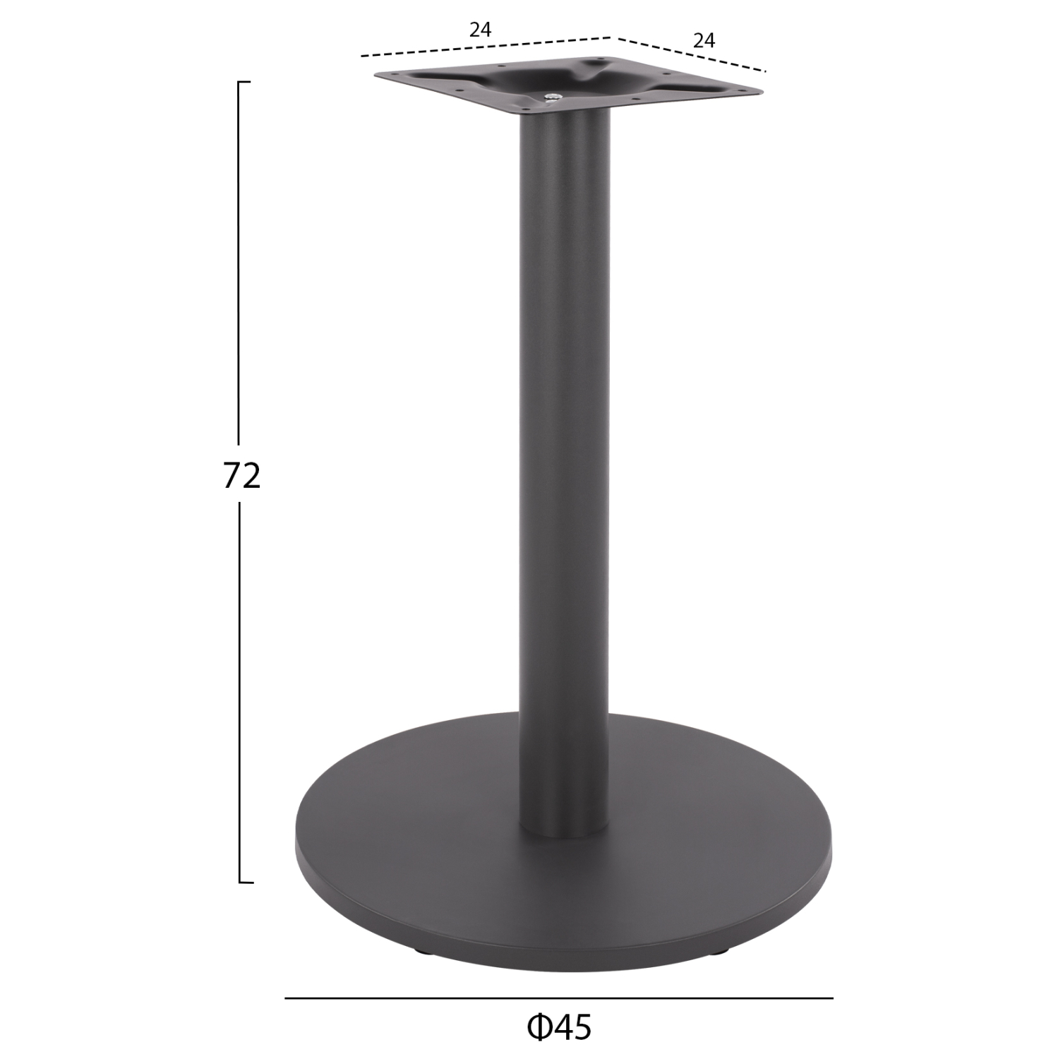 ΒΑΣΗ ΜΕΤΑΛΛΙΚΗ ΓΚΡΙ Φ45Χ72Υεκ. ΜΕ ΡΕΓΟΥΛΑΤΟΡΟΥΣ HM419.20 - Image 2