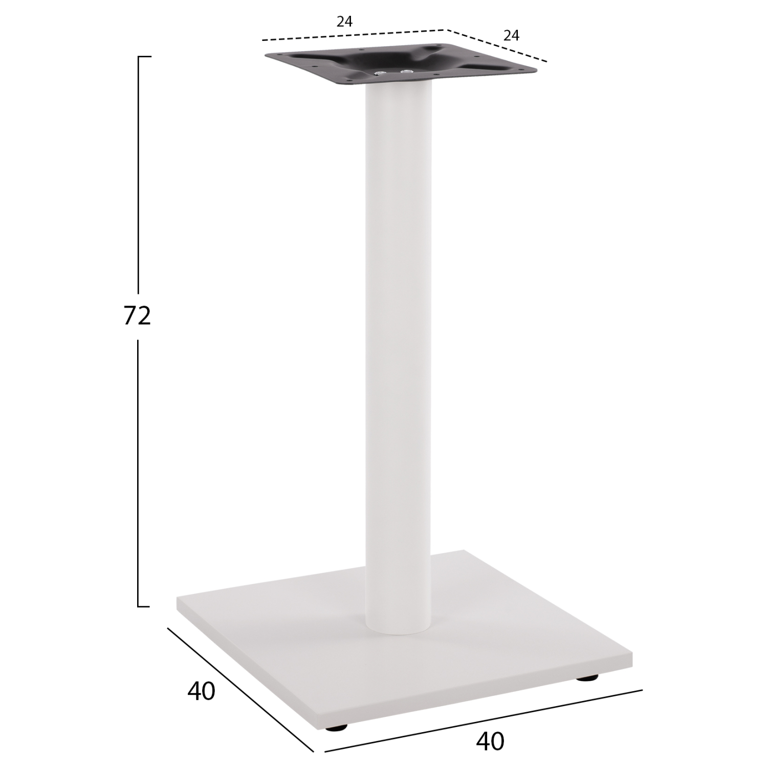 ΒΑΣΗ ΜΕΤΑΛΛΙΚΗ ΛΕΥΚΗ ΜΑΤ 40Χ40Χ72Υεκ. ΜΕ ΡΕΓΟΥΛΑΤΟΡΟΥΣ HM421.12 - Image 2