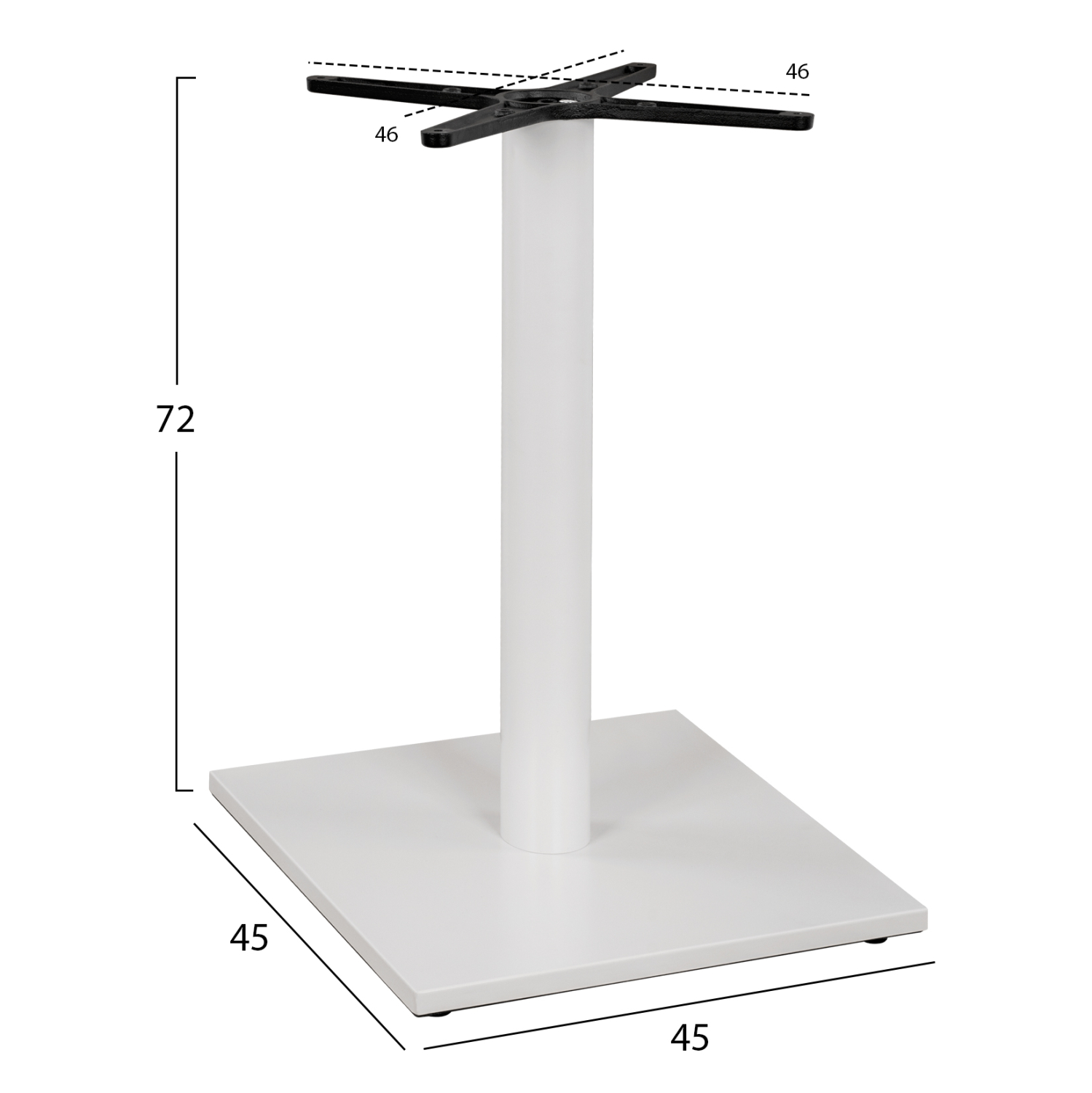 ΒΑΣΗ ΜΕΤΑΛΛΙΚΗ ΛΕΥΚΗ ΜΑΤ 46Χ46Χ72εκ. ΜΕ ΣΤΑΥΡΟ 46Χ46 ΚΑΙ ΡΕΓΟΥΛΑΤΟΡΟΥΣ HM438.02 - Image 2