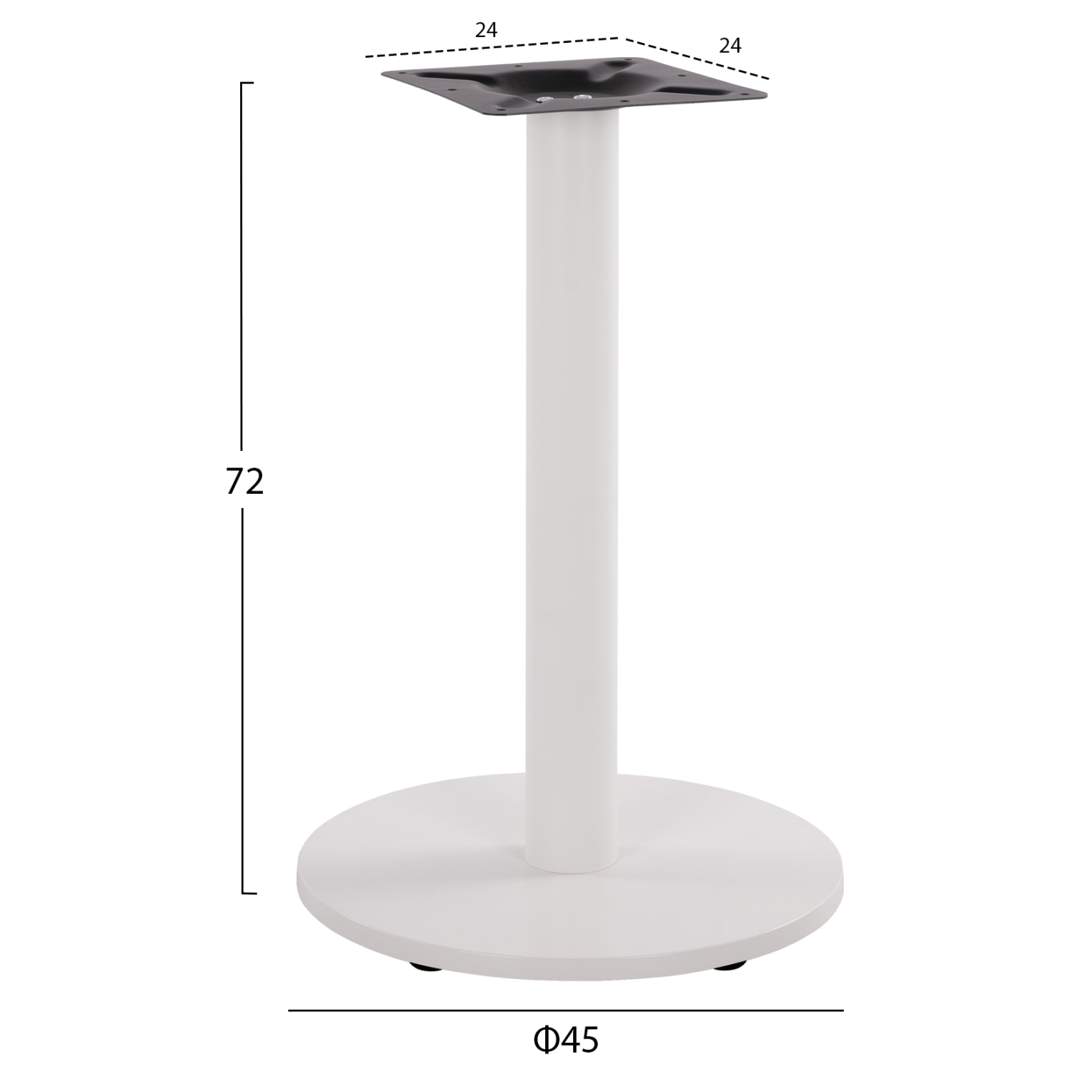 ΒΑΣΗ ΜΕΤΑΛΛΙΚΗ ΛΕΥΚΗ ΜΑΤ Φ45x72Υεκ. ΜΕ ΡΕΓΟΥΛΑΤΟΡΟΥΣ HM419.12 - Image 2