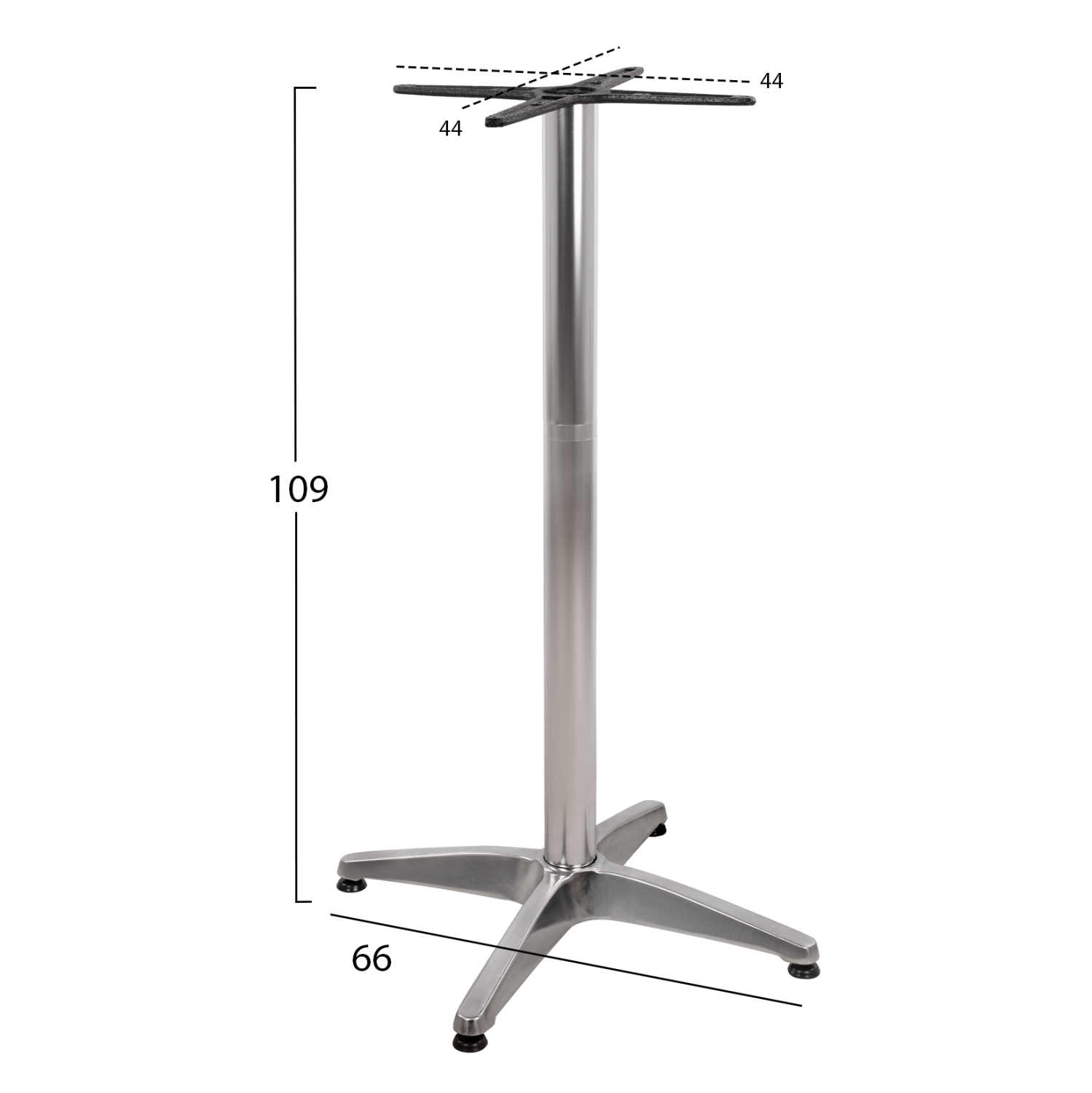 ΒΑΣΗ ΜΠΑΡ ΑΛΟΥΜΙΝΙΟΥ 4ΝΥΧΗ 66X66X109Υεκ. ΜΕ ΣΤΑΥΡΟ 44Χ44εκ. HM450 ΧΡΩΜΙΟΥ - Image 2