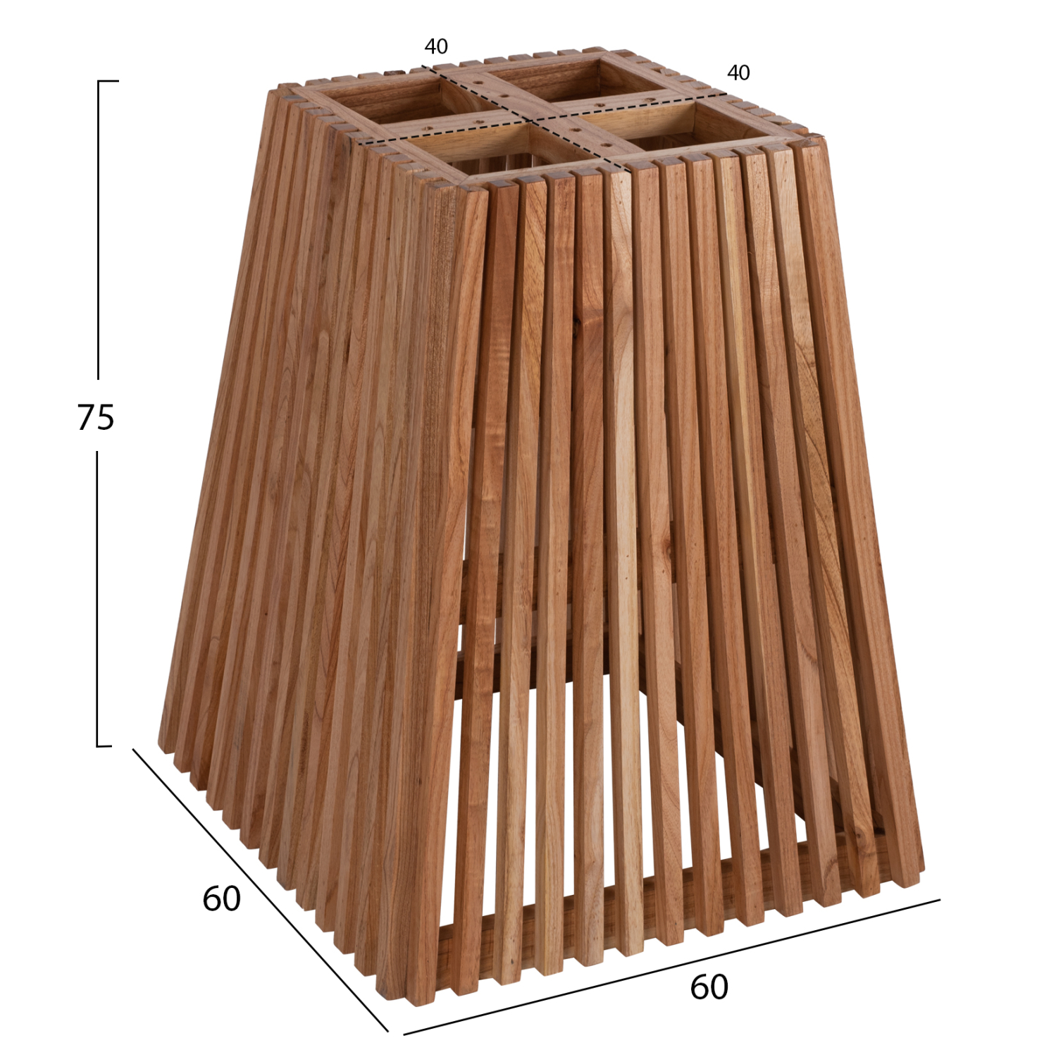 ΒΑΣΗ ΤΡΑΠΕΖΙΟΥ ΕΣΩΤ.ΧΩΡΟΥ ΤΕΤΡΑΓΩΝΗ FRANTZ HM9460.01 ΞΥΛΟ MINDI ΣΕ ΦΥΣΙΚΟ 60x60x75Y εκ. - Image 2