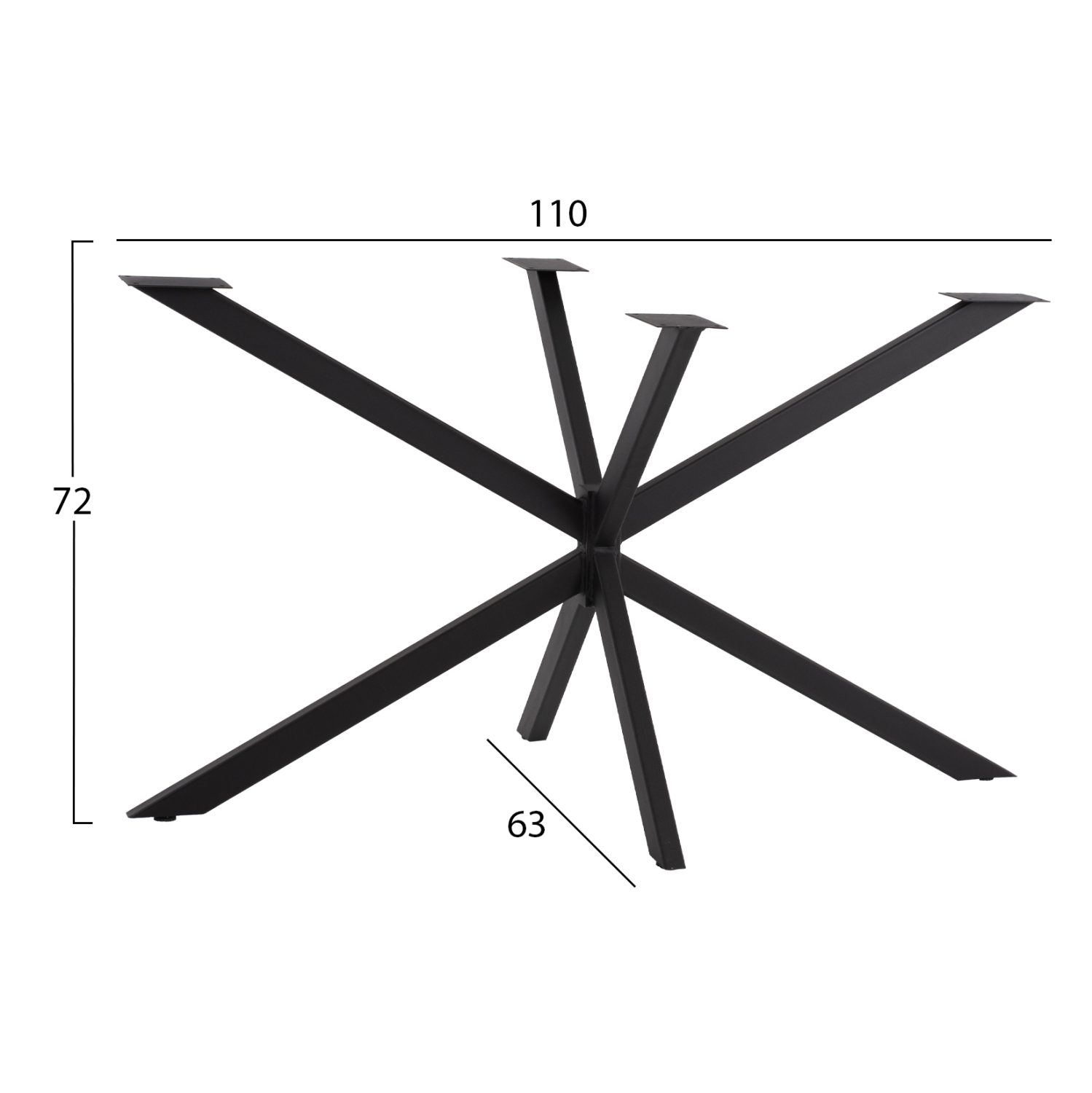 ΒΑΣΗ ΤΡΑΠΕΖΙΟΥ ΜΑΥΡΗ ΜΕΤΑΛΛΙΚΗ ΔΙΠΛΗ ΧΙΑΣΤΙ HM5917 110x63x72Υεκ. - Image 2