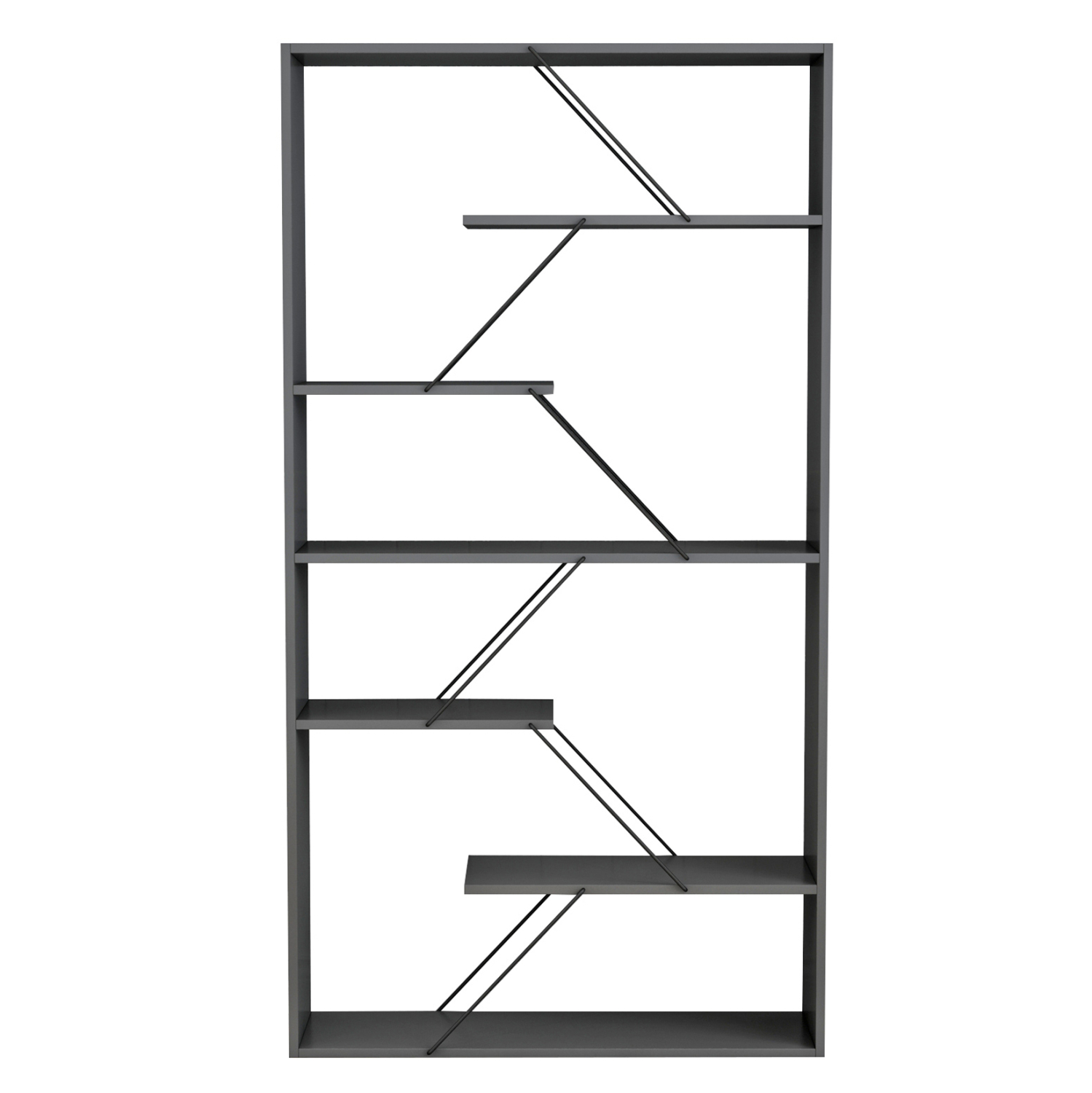 ΒΙΒΛΙΟΘΗΚΗ TARS HM2240.20 ΓΚΡΙ ΜΕΛΑΜΙΝΗ-ΜΑΥΡΕΣ ΜΕΤΑΛΛΙΚΕΣ ΒΕΡΓΕΣ 84x24x157Υεκ. - Image 4