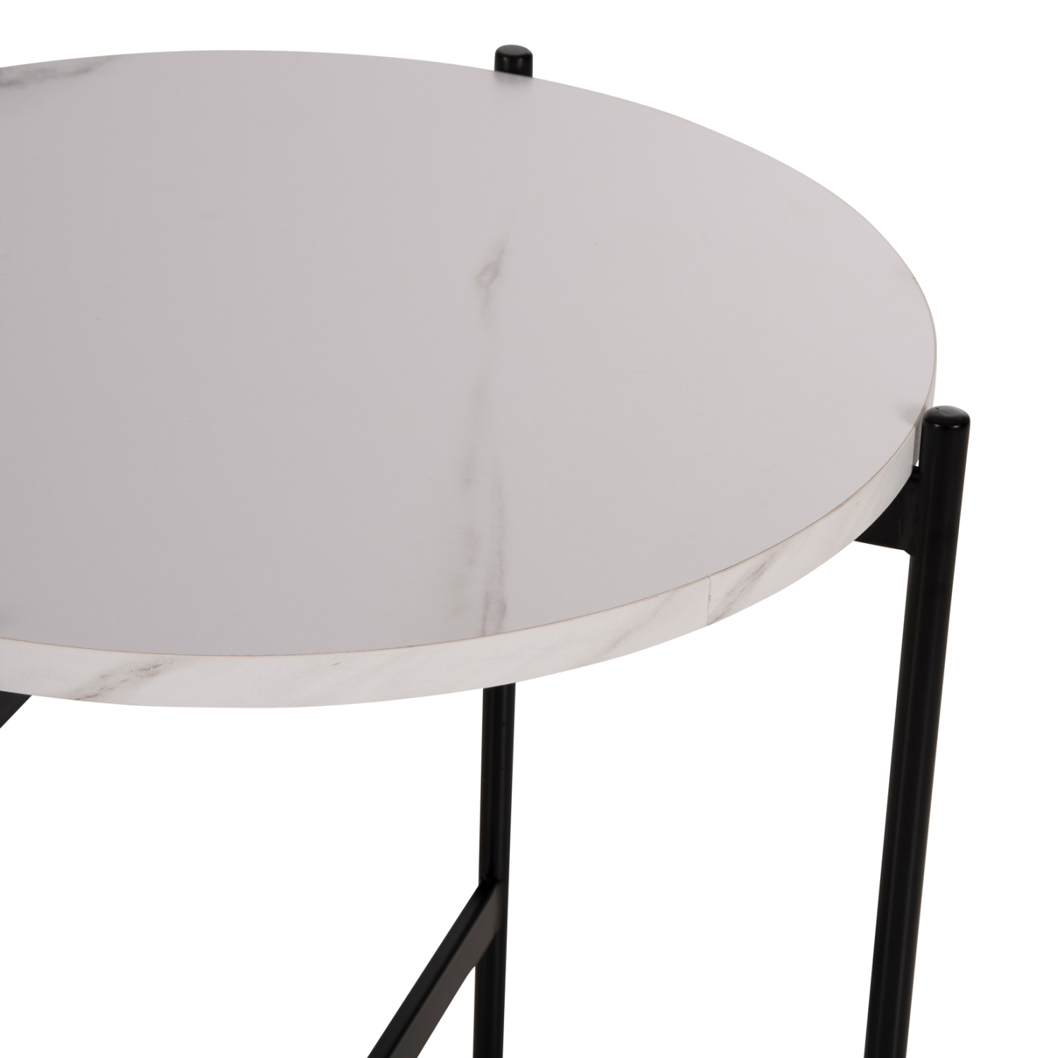 ΒΟΗΘΗΤΙΚΟ ΤΡΑΠΕΖΙ HM9589.05 MDF ΛΕΥΚΟ ΜΑΡΜΑΡΟ-ΜΑΥΡΗ ΜΕΤΑΛΛΙΚΗ ΒΑΣΗ Φ50x55Υεκ. - Image 4