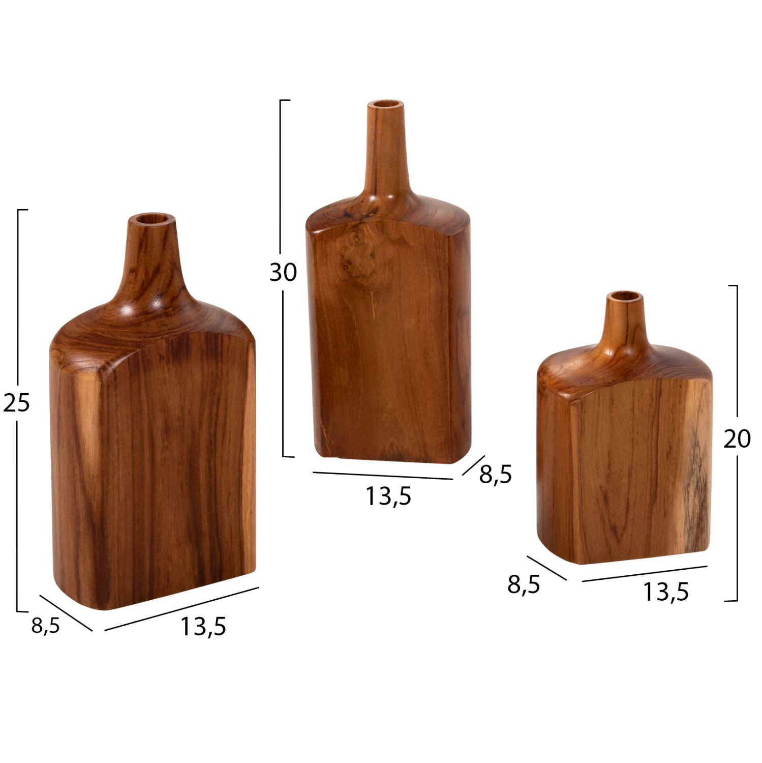 ΔΙΑΚΟΣΜΗΤΙΚA ΜΠΟΥΚΑΛΙΑ ΣΕΤ 3ΤΜΧ HM7716 ΑΠΟ ΜΑΣΙΦ ΞΥΛΟ ΤEAK ΚΑΡΥΔΙ - Image 2