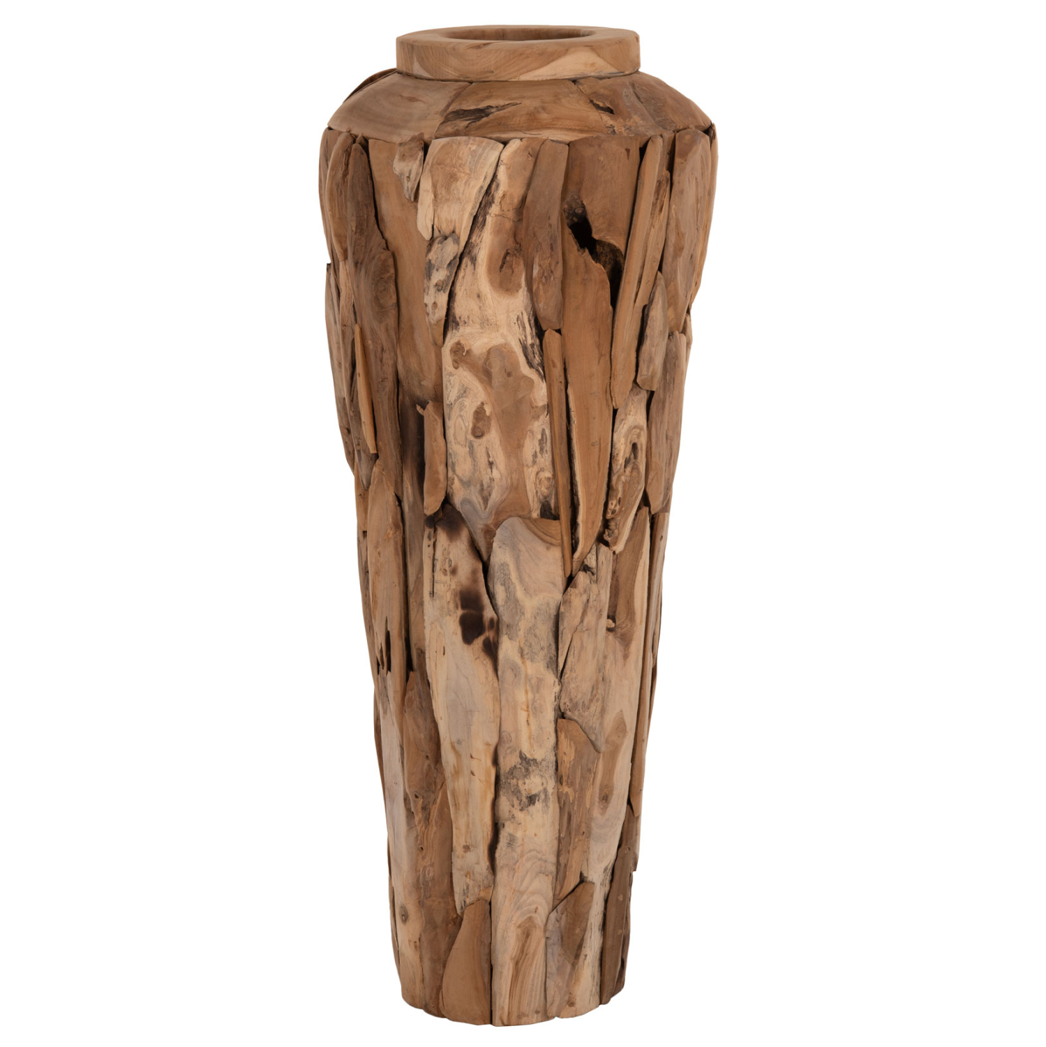 ΔΙΑΚΟΣΜΗΤΙΚΟ ΒΑΖΟ ΔΑΠΕΔΟΥ ZENIA HM7921 ΑΠΟ ΚΟΜΜΑΤΙΑ ΑΝΑΚΥΚΛΩΜΕΝΟΥ ΞΥΛΟΥ TEAK ΣΕ ΦΥΣΙΚΟ Φ50x120Υ εκ. - Image 3