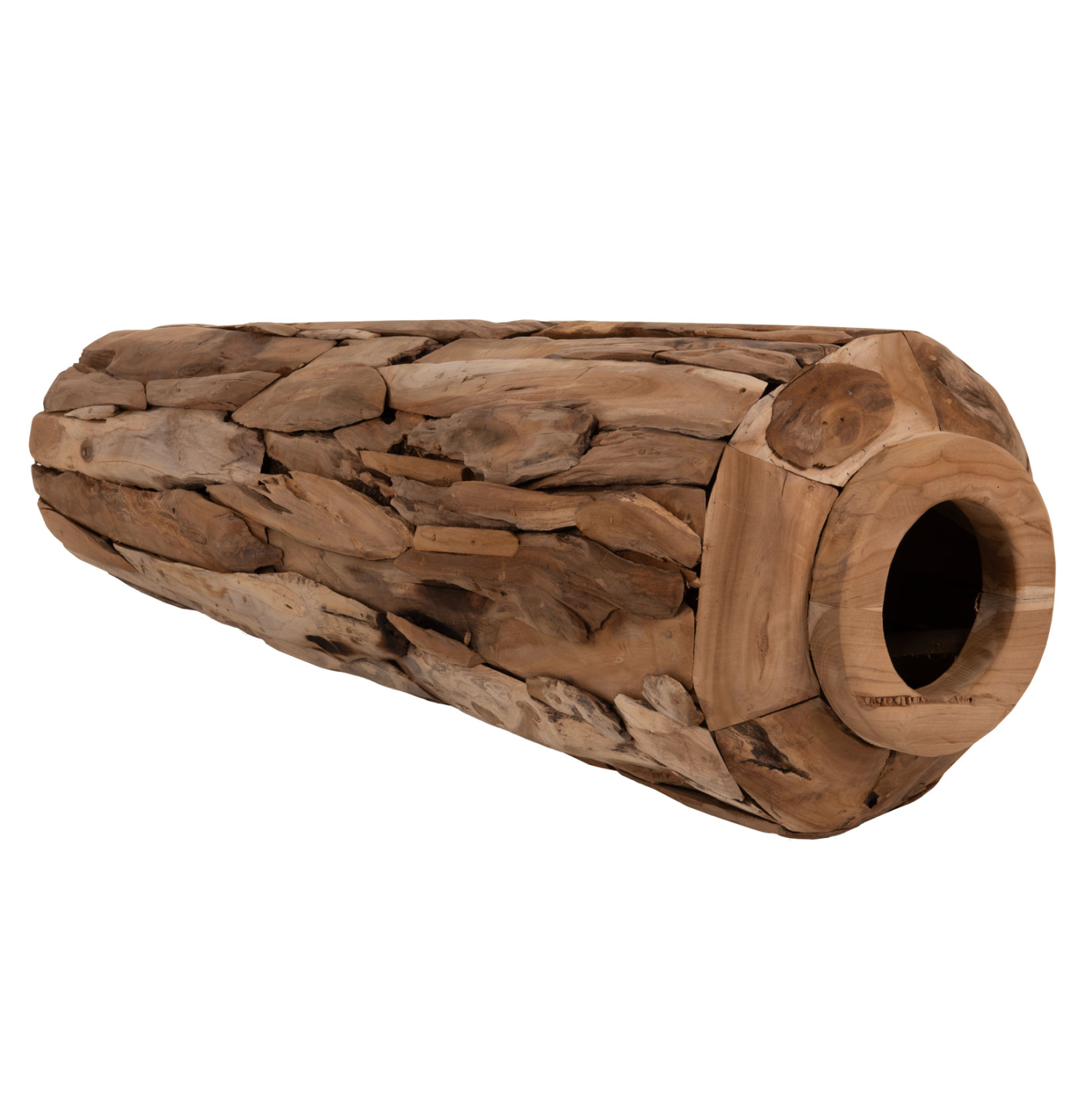 ΔΙΑΚΟΣΜΗΤΙΚΟ ΒΑΖΟ ΔΑΠΕΔΟΥ ZENIA HM7921 ΑΠΟ ΚΟΜΜΑΤΙΑ ΑΝΑΚΥΚΛΩΜΕΝΟΥ ΞΥΛΟΥ TEAK ΣΕ ΦΥΣΙΚΟ Φ50x120Υ εκ. - Image 4