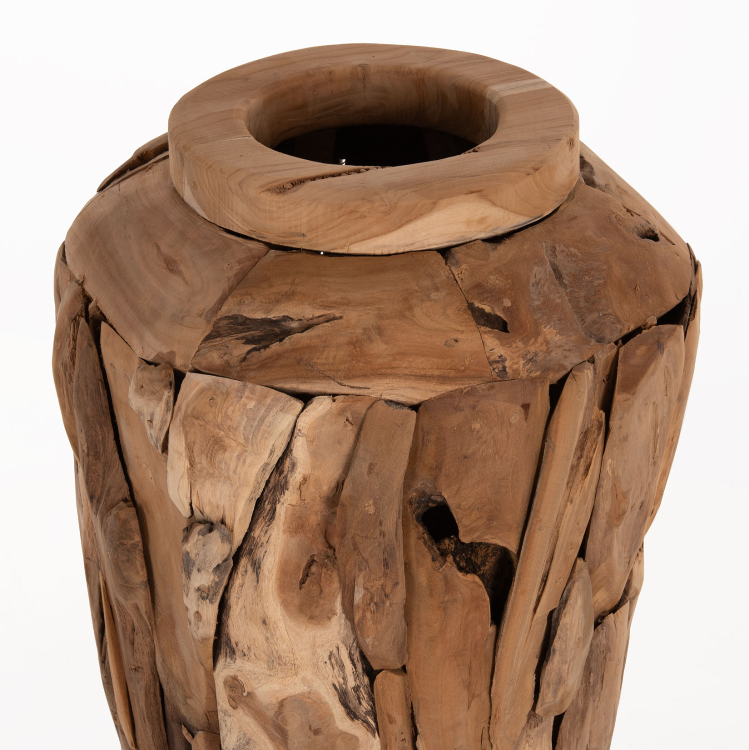 ΔΙΑΚΟΣΜΗΤΙΚΟ ΒΑΖΟ ΔΑΠΕΔΟΥ ZENIA HM7921 ΑΠΟ ΚΟΜΜΑΤΙΑ ΑΝΑΚΥΚΛΩΜΕΝΟΥ ΞΥΛΟΥ TEAK ΣΕ ΦΥΣΙΚΟ Φ50x120Υ εκ. - Image 5