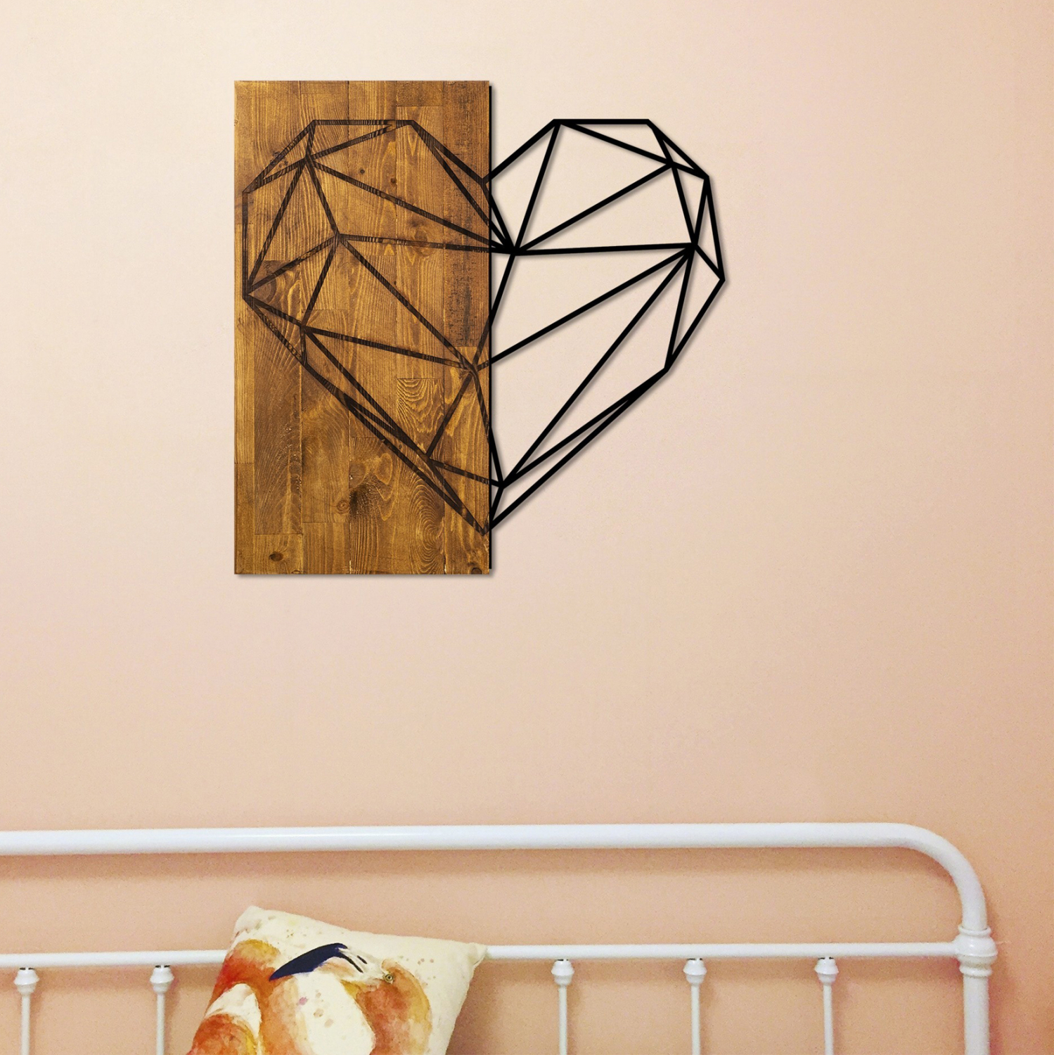 ΔΙΑΚΟΣΜΗΤΙΚΟ ΤΟΙΧΟΥ ΞΥΛΙΝΟ ΜΑΣΙΦ ΜΕ ΜΕΤΑΛΛΙΚΗ ΚΑΡΔΙΑ HM7219 58x58 εκ. - Image 4