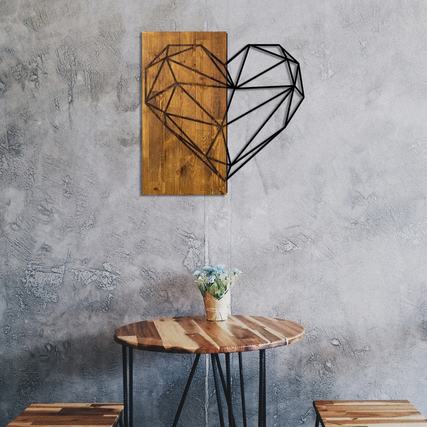 ΔΙΑΚΟΣΜΗΤΙΚΟ ΤΟΙΧΟΥ ΞΥΛΙΝΟ ΜΑΣΙΦ ΜΕ ΜΕΤΑΛΛΙΚΗ ΚΑΡΔΙΑ HM7219 58x58 εκ. - Image 5