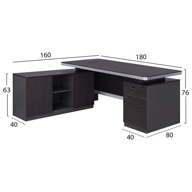 ΕΠΑΓΓΕΛΜΑΤΙΚΟ ΓΡΑΦΕΙΟ ΑΡΙΣΤΕΡΗ ΓΩΝΙΑ HM2092L ROSEWOOD 180X160X76Y εκ. - Image 2