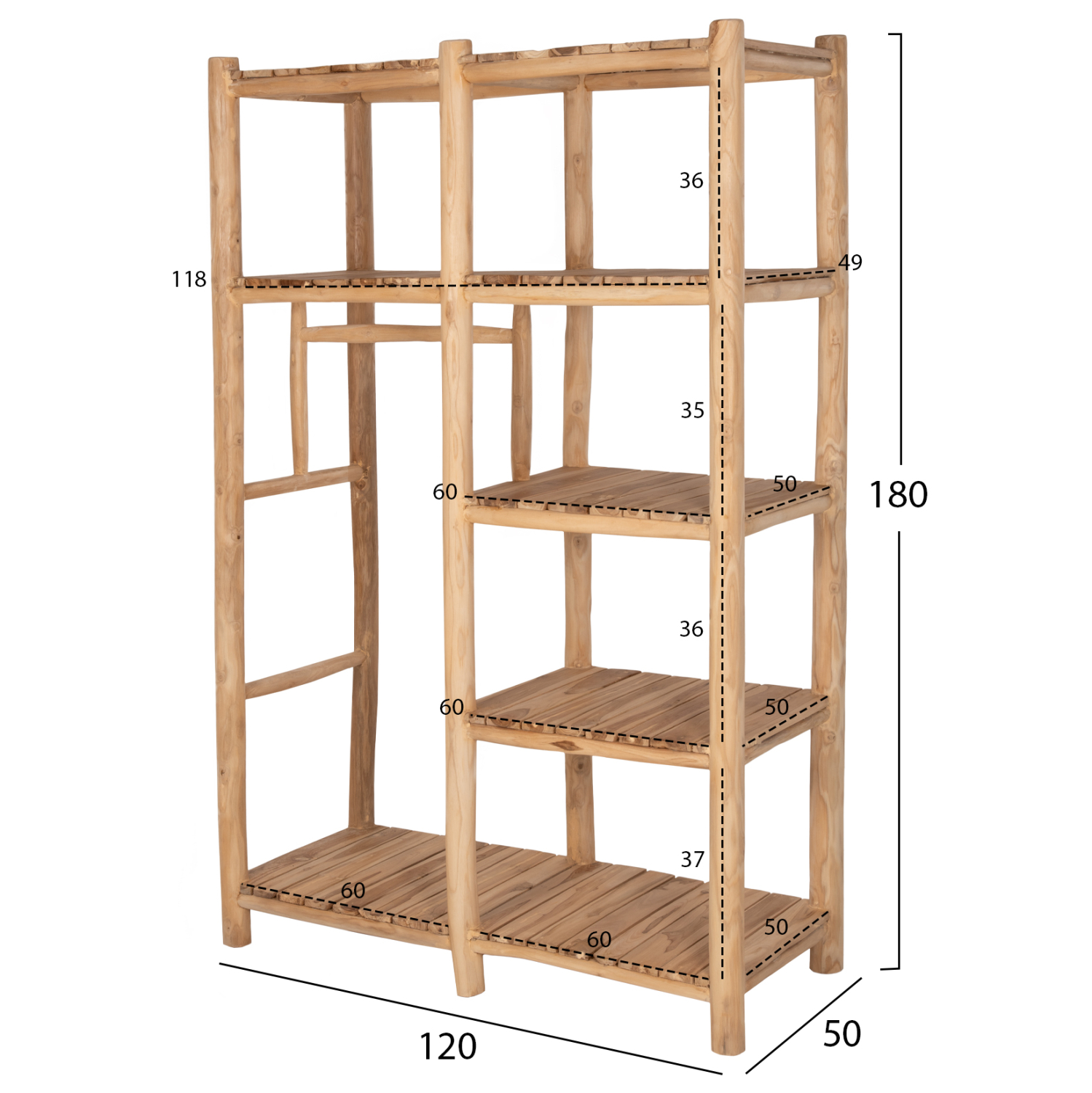 ΕΠΙΠΛΟ ΕΙΣΟΔΟΥ BALEN HM9550 ΞΥΛΟ ΤΕΑΚ ΣΕ ΦΥΣΙΚΟ ΧΡΩΜΑ 120x50x180Yεκ. - Image 2