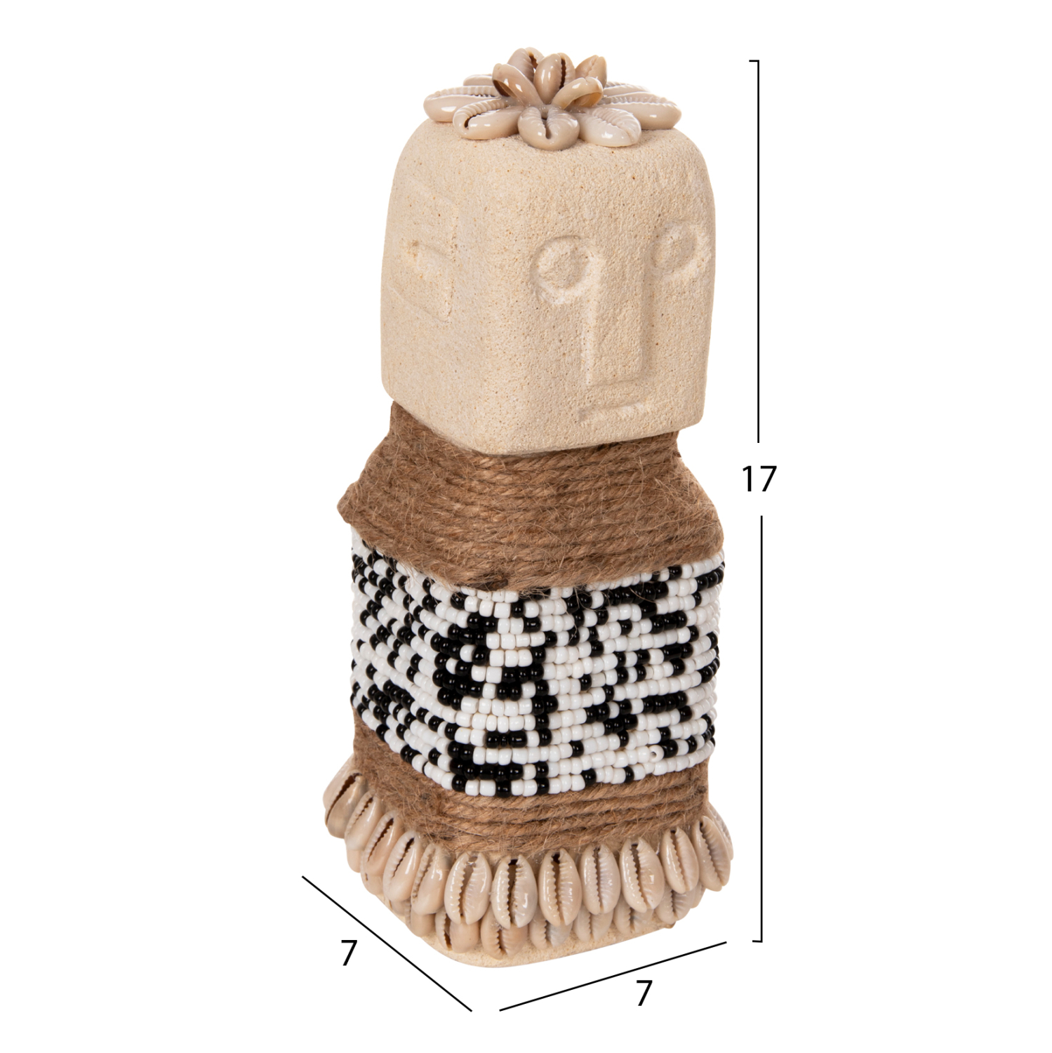 ΕΠΙΤΡΑΠΕΖΙΟ ΑΓΑΛΜΑΤΙΔΙΟ SUMBA HM4309 ΛΕΥΚΟ PARAS STONE-ΧΑΝΤΡΕΣ-SEAGRASS ΣΧΟΙΝΙ 7x7x17Υεκ. - Image 2