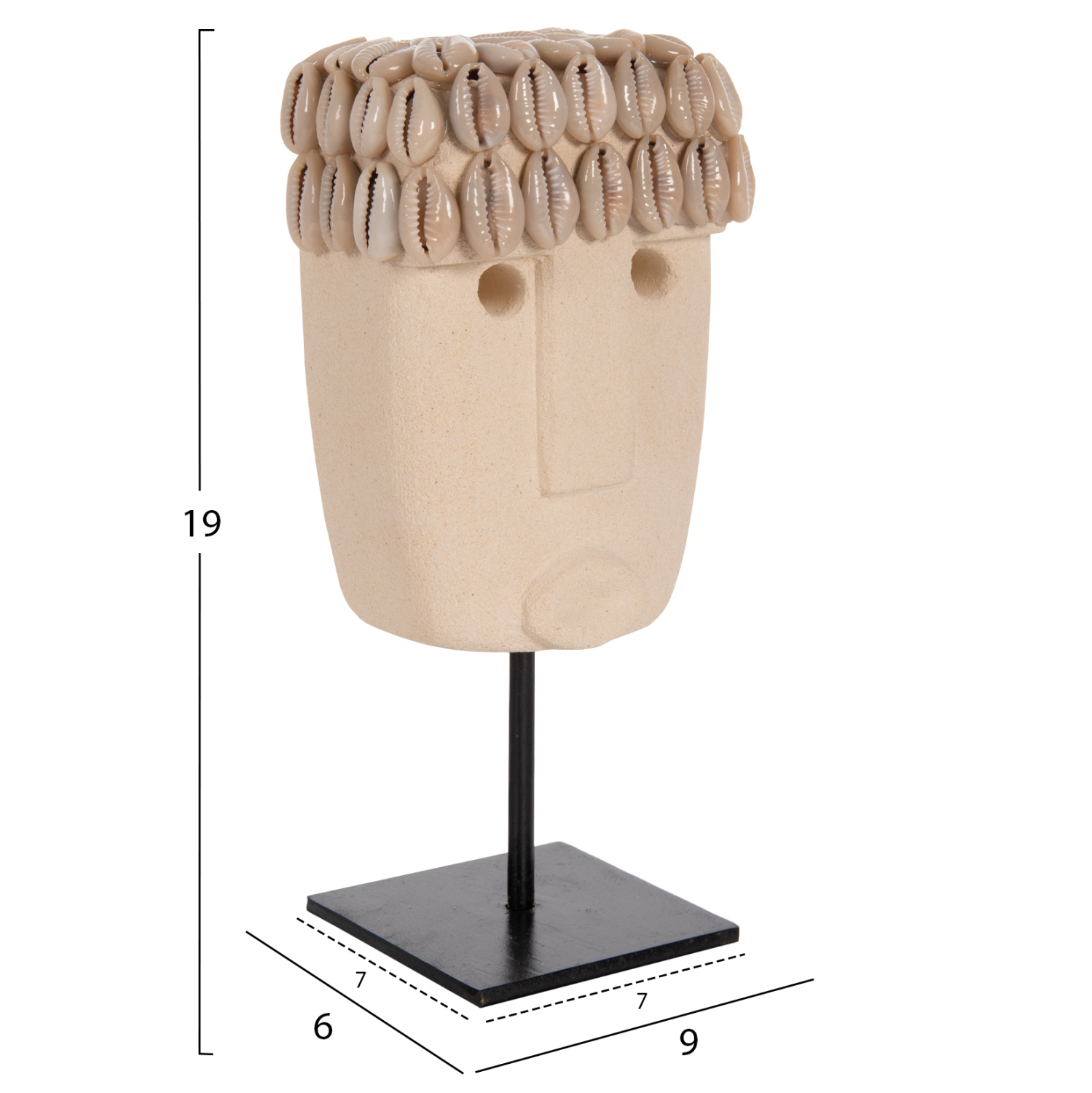 ΕΠΙΤΡΑΠΕΖΙΟ ΔΙΑΚΟΣΜΗΤΙΚΟ ΠΡΟΣΩΠΟ HM4313 PARAS STONE ΣΕ ΜΕΤΑΛΛΙΚΟ ΜΑΥΡΟ STAND 9x6x19Yεκ. - Image 2