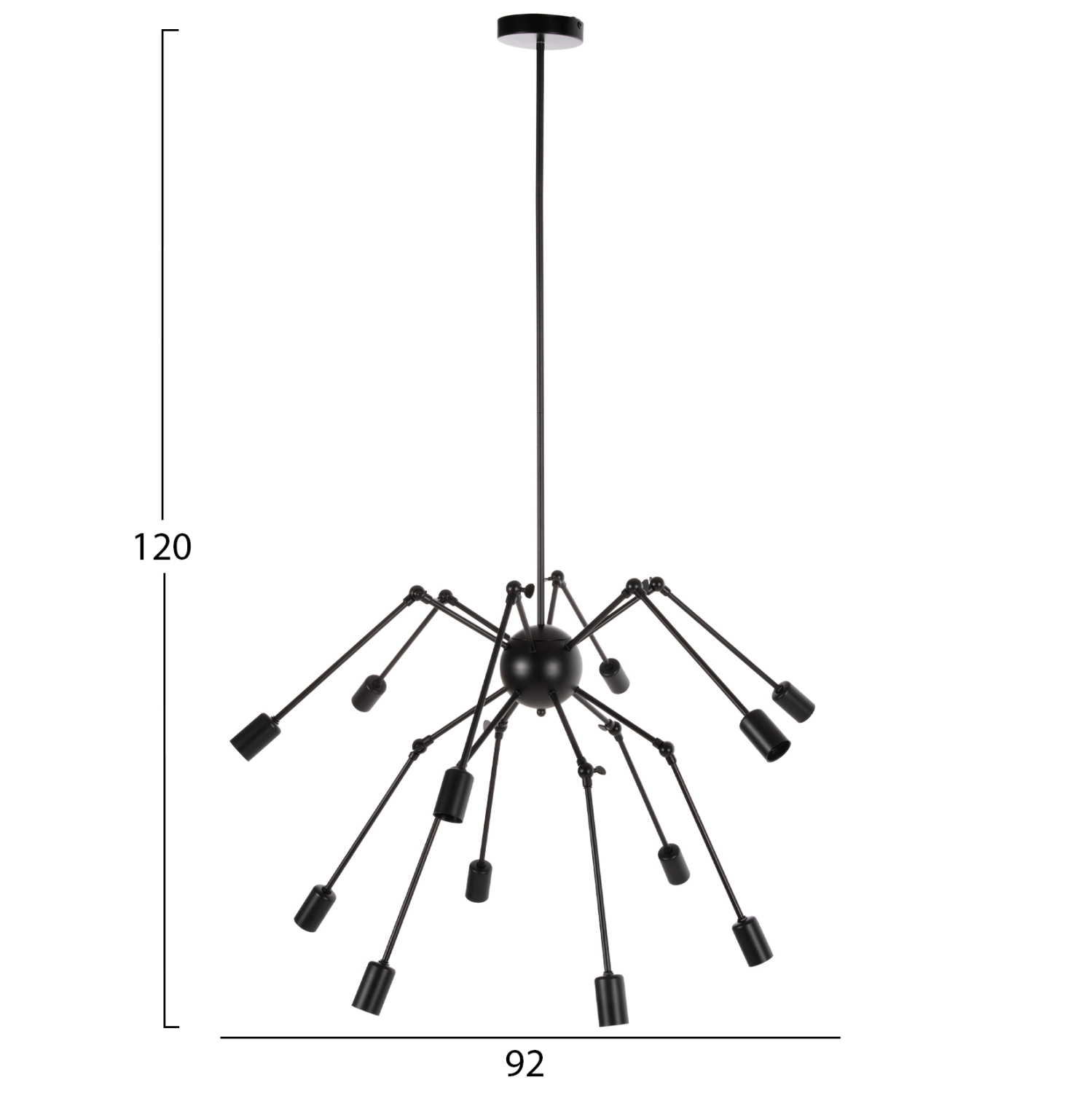 ΦΩΤΙΣΤΙΚΟ ΟΡΟΦΗΣ 12-ΦΩΤΟ HM4167 ΜΑΥΡΟΙ ΜΕΤΑΛΛΙΚΟΙ ΑΡΘΡΩΤΟΙ ΒΡΑΧΙΟΝΕΣ Φ92x120Υεκ - Image 3