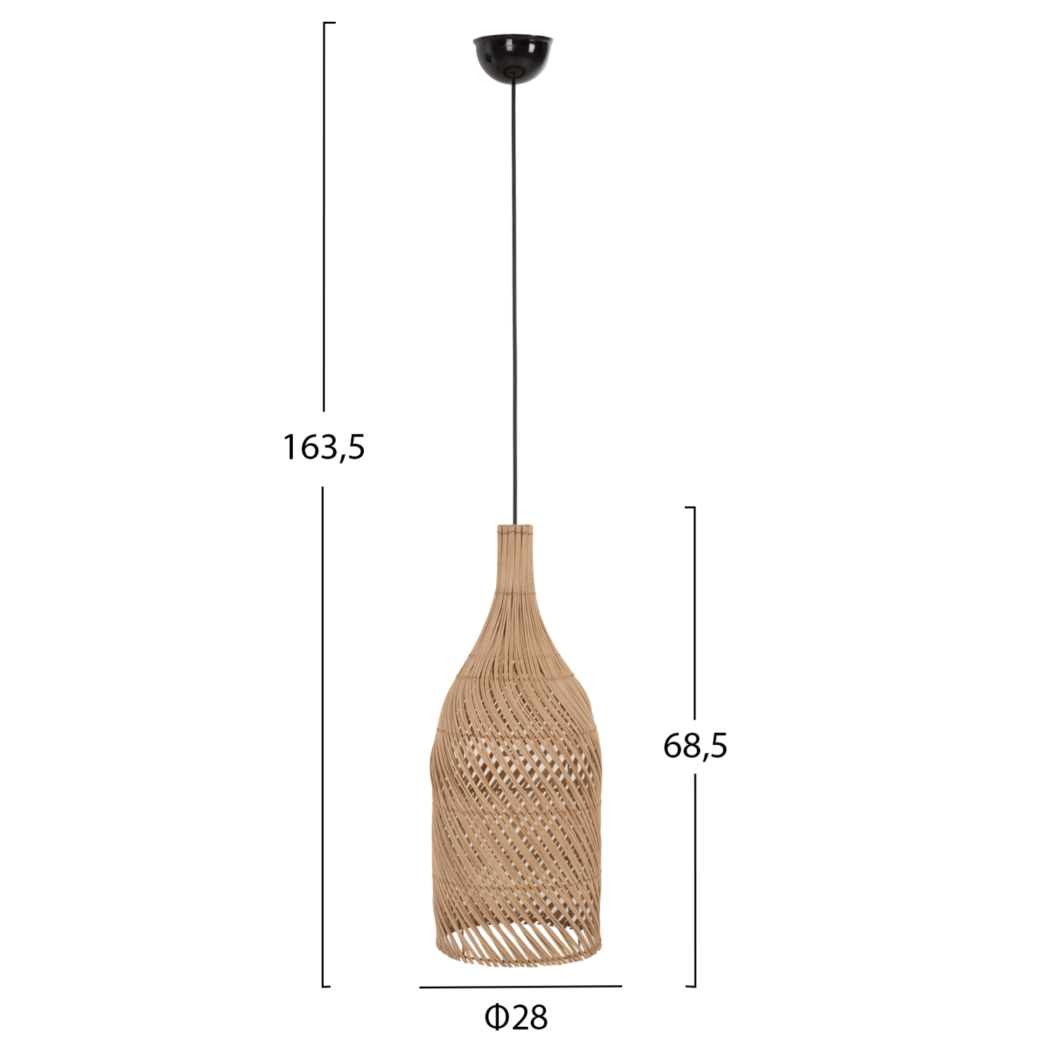 ΦΩΤΙΣΤΙΚΟ ΟΡΟΦΗΣ CARBOY HM7884 ΚΡΕΜΑΣΤΟ ΑΠΟ RATTAN ΣΕ ΦΥΣΙΚΟ ΧΡΩΜΑ Φ28x163,5Yεκ. - Image 2