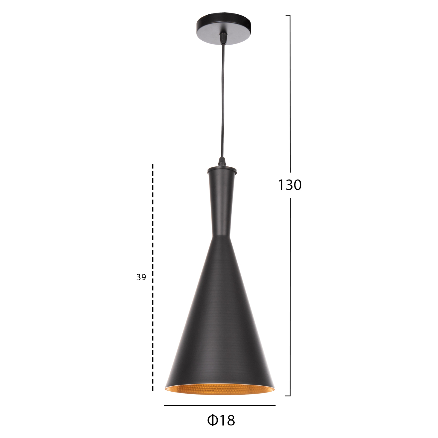 ΦΩΤΙΣΤΙΚΟ ΟΡΟΦΗΣ ΚΡΕΜΑΣΤΟ HM4134 ΜΑΥΡΟ ΚΑΠΕΛΟ ΑΛΟΥΜΙΝΙΟΥ Φ18x130Yεκ. - Image 2