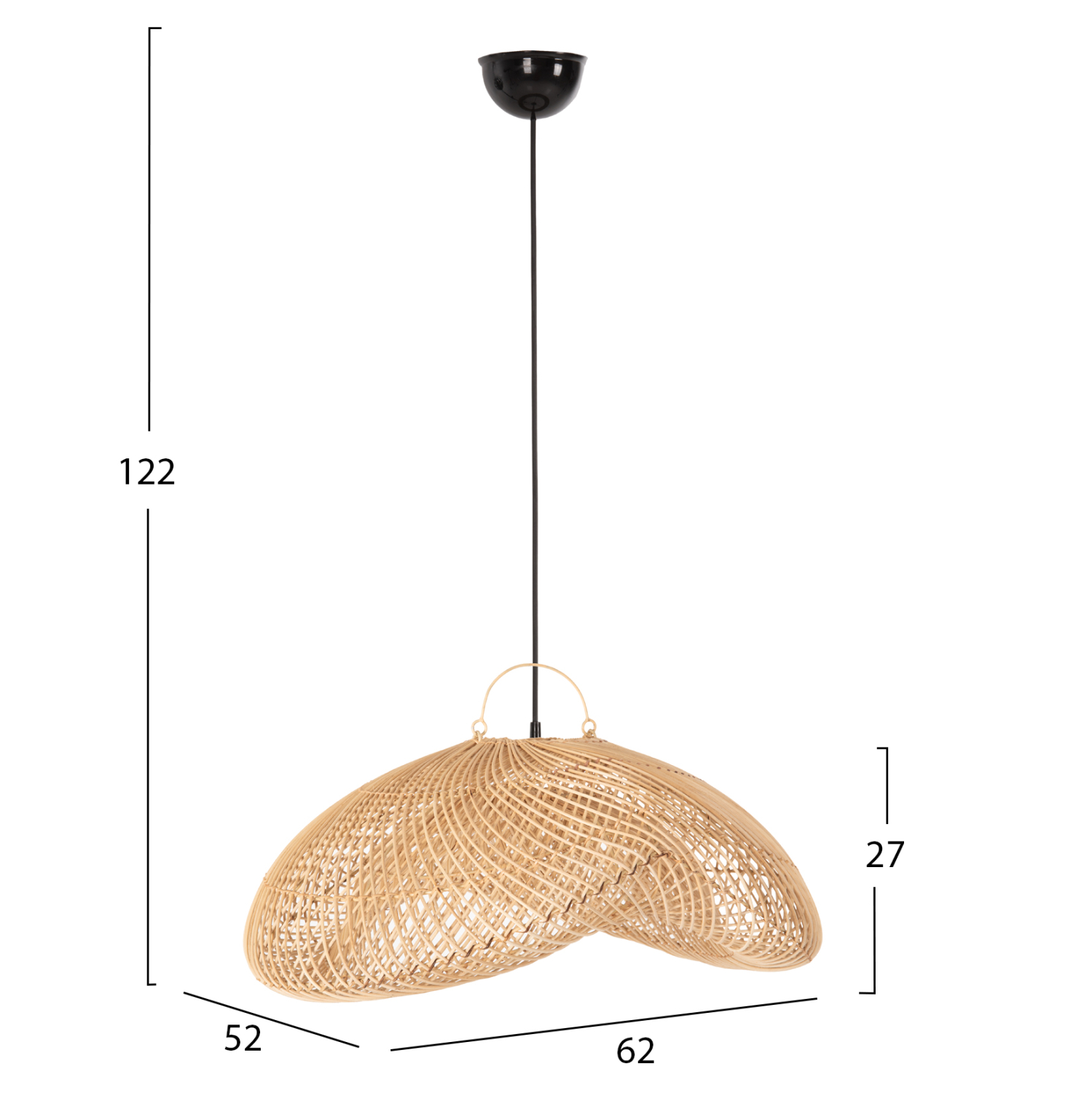 ΦΩΤΙΣΤΙΚΟ ΟΡΟΦΗΣ ΚΡΕΜΑΣΤΟ HM7862 RATTAN ΣΕ ΦΥΣΙΚΟ ΧΡΩΜΑ 62x52x122Υεκ. - Image 2