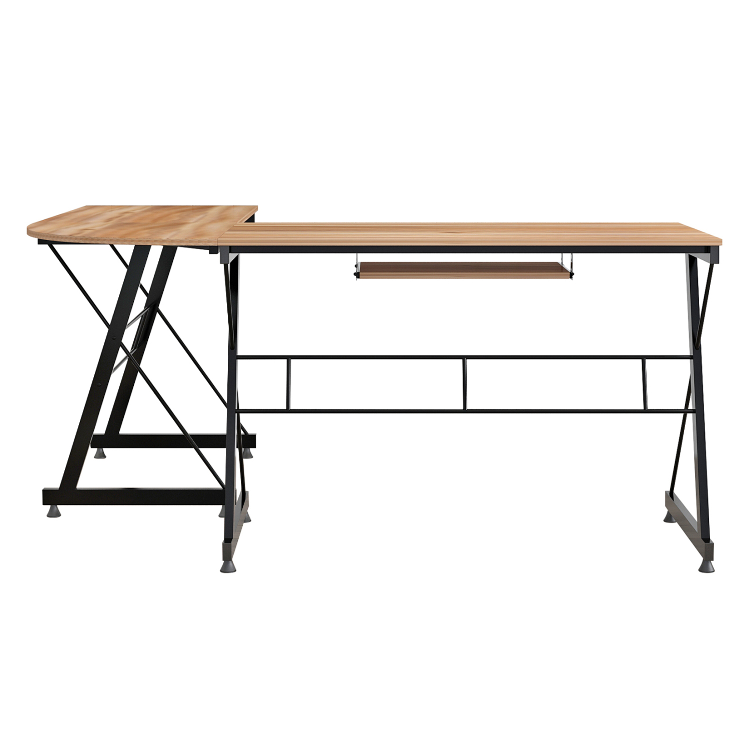 ΓΩΝΙΑΚΟ ΓΡΑΦΕΙΟ WALNUT ΕΠΙΦΑΝΕΙΑ ΜΕ ΜΕΤΑΛΛΙΚΟ ΣΚΕΛΕΤΟ HM2127.02 158Χ120Χ74εκ. - Image 4