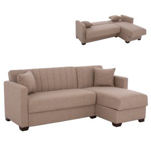 ΚΑΝΑΠΕΣ ΚΡΕΒΑΤΙ GHUFRAN ΓΩΝΙΑ ΑΝΑΣΤΡΕΨΙΜΗ ΜΠΕΖ HM3244.04 ΜΕ ΑΠΟΘΗΚΕΤΙΚΟ ΧΩΡΟ 200x133x77Yεκ.