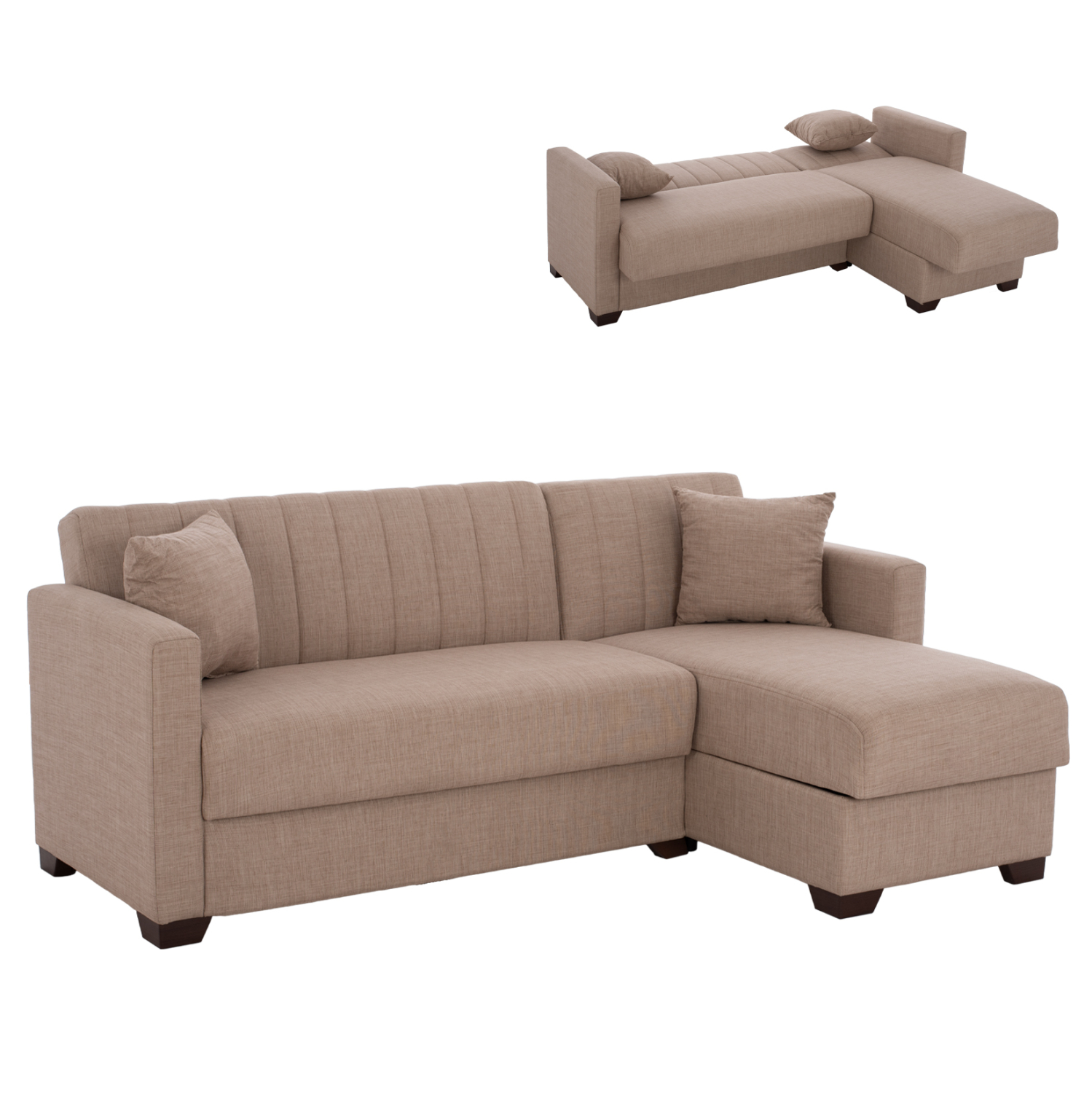 ΚΑΝΑΠΕΣ ΚΡΕΒΑΤΙ GHUFRAN ΓΩΝΙΑ ΑΝΑΣΤΡΕΨΙΜΗ ΜΠΕΖ HM3244.04 ΜΕ ΑΠΟΘΗΚΕΤΙΚΟ ΧΩΡΟ 200x133x77Yεκ.