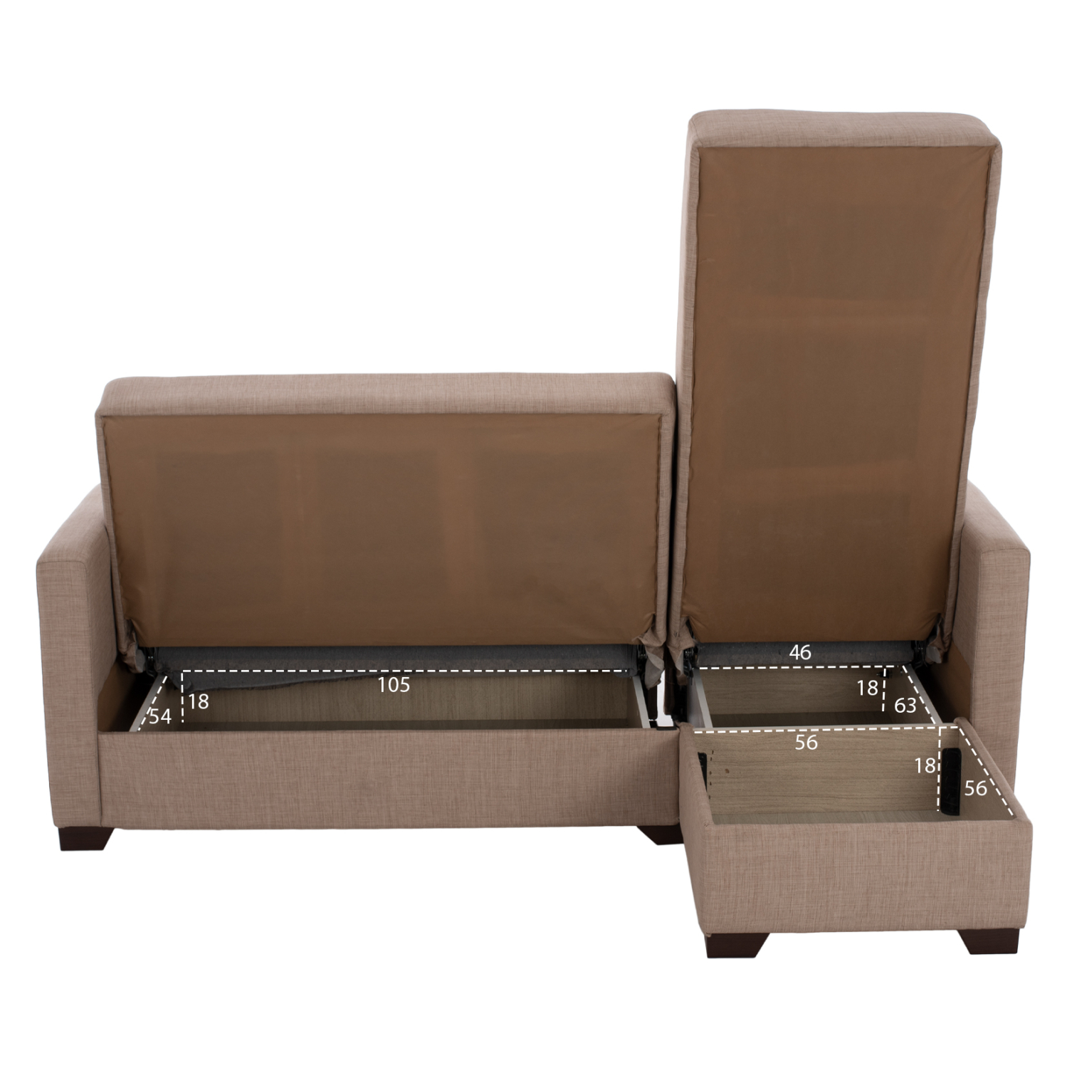 ΚΑΝΑΠΕΣ ΚΡΕΒΑΤΙ GHUFRAN ΓΩΝΙΑ ΑΝΑΣΤΡΕΨΙΜΗ ΜΠΕΖ HM3244.04 ΜΕ ΑΠΟΘΗΚΕΤΙΚΟ ΧΩΡΟ 200x133x77Yεκ. - Image 5