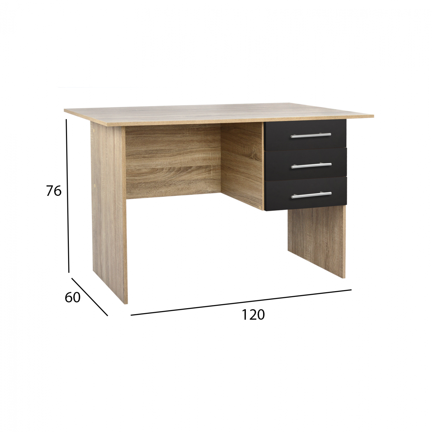 ΓΡΑΦΕΙΟ ΜΕΛΑΜΙΝΗΣ ENSLEY HM2029.04 ΜΕ 3 ΣΥΡΤΑΡΙΑ SONAMA-ΓΚΡΙ 120X60X76 εκ. - Image 2