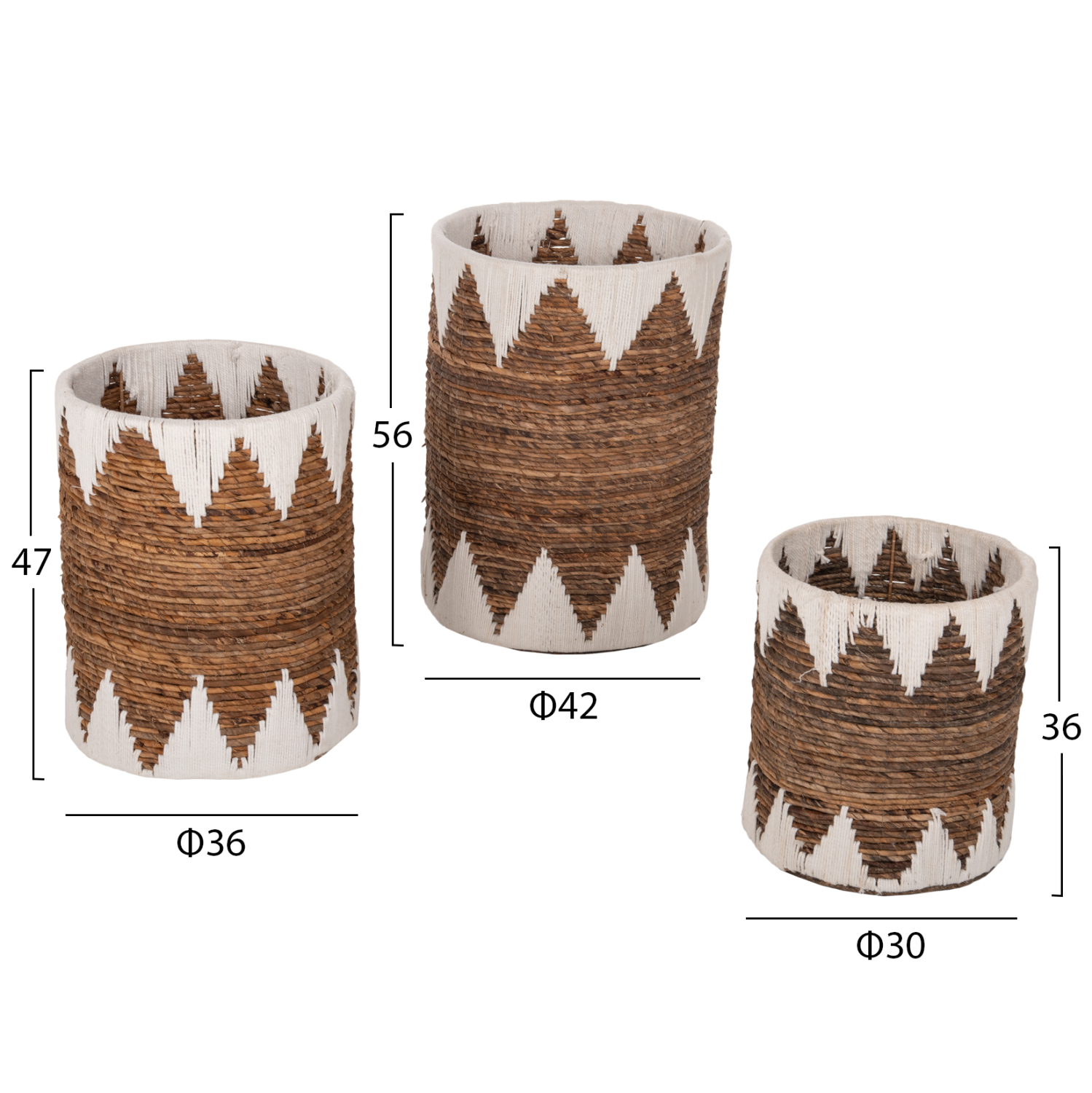 ΚΑΛΑΘΙΑ ΨΑΘΙΝΑ ΣΤΡΟΓΓΥΛΑ ΧΩΡΙΣ ΚΑΠΑΚΙ ΣΕΤ 3τμχ HM4307 ΣΕ ΦΥΣΙΚΟ-ΛΕΥΚΟ Φ42x56Υεκ. - Image 2