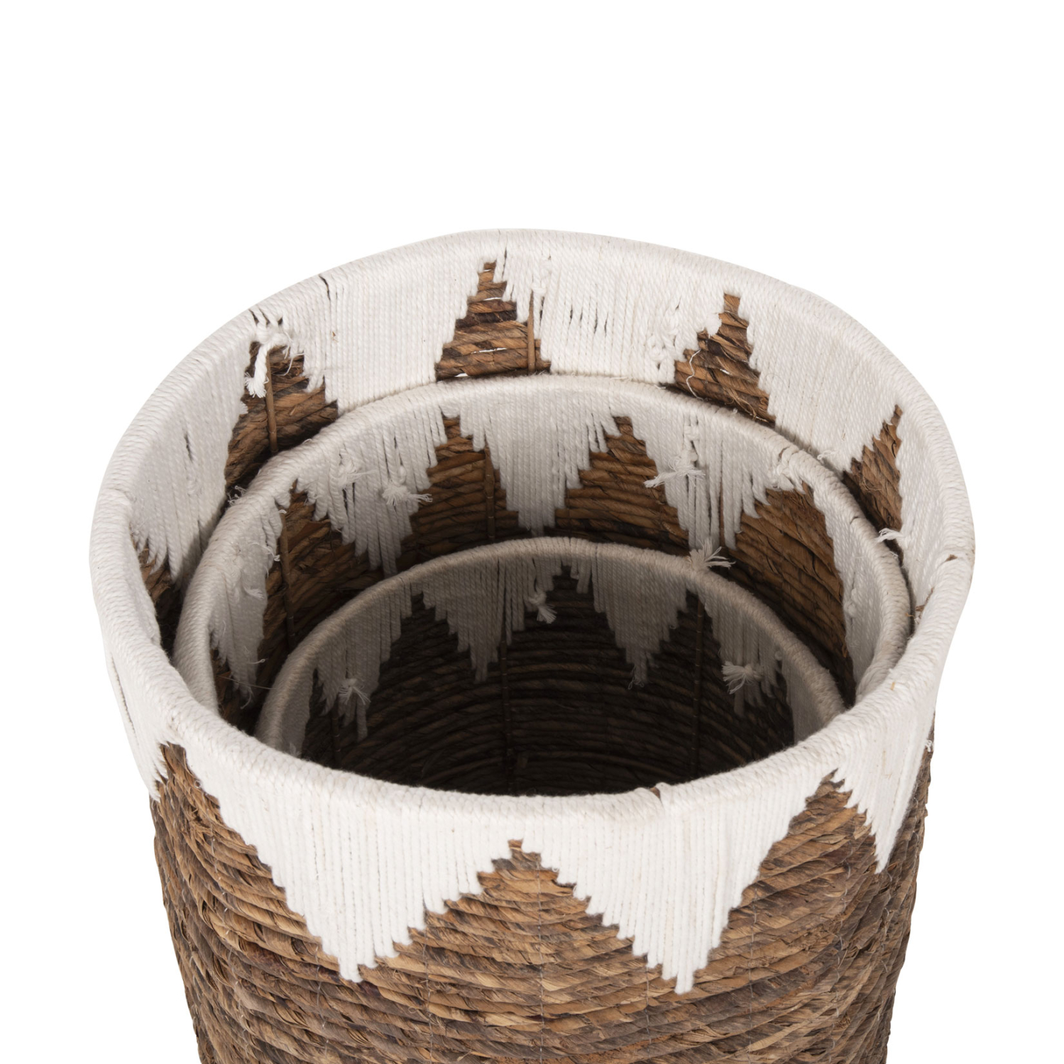 ΚΑΛΑΘΙΑ ΨΑΘΙΝΑ ΣΤΡΟΓΓΥΛΑ ΧΩΡΙΣ ΚΑΠΑΚΙ ΣΕΤ 3τμχ HM4307 ΣΕ ΦΥΣΙΚΟ-ΛΕΥΚΟ Φ42x56Υεκ. - Image 6