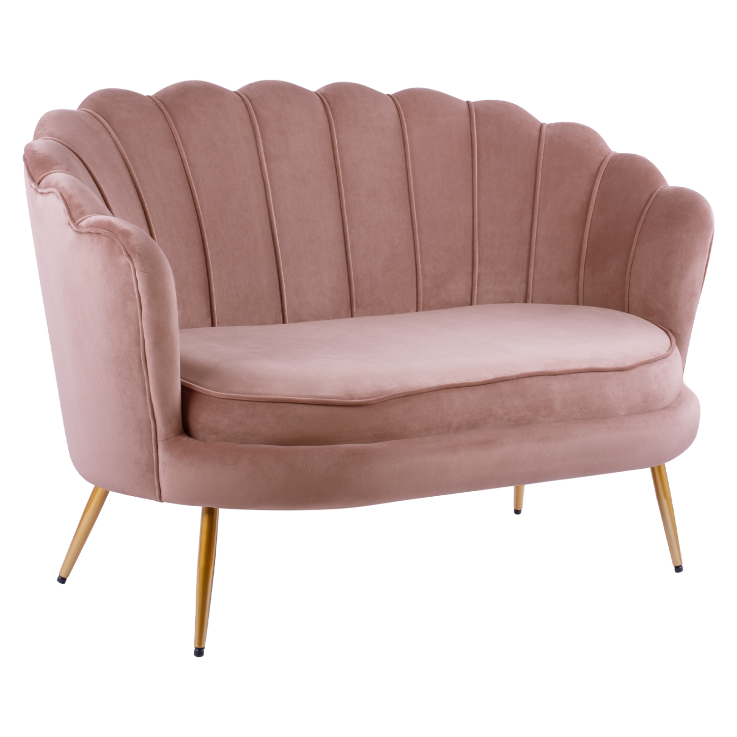 ΚΑΝΑΠΕΣ 2ΘΕΣΙΟΣ COQUILLE HM8627.02 ΑΠΟ ΒΕΛΟΥΔΟ ΣΑΠΙΟ ΜΗΛΟ & ΧΡΥΣΑ ΠΟΔΙΑ 130x81x86εκ. - Image 4