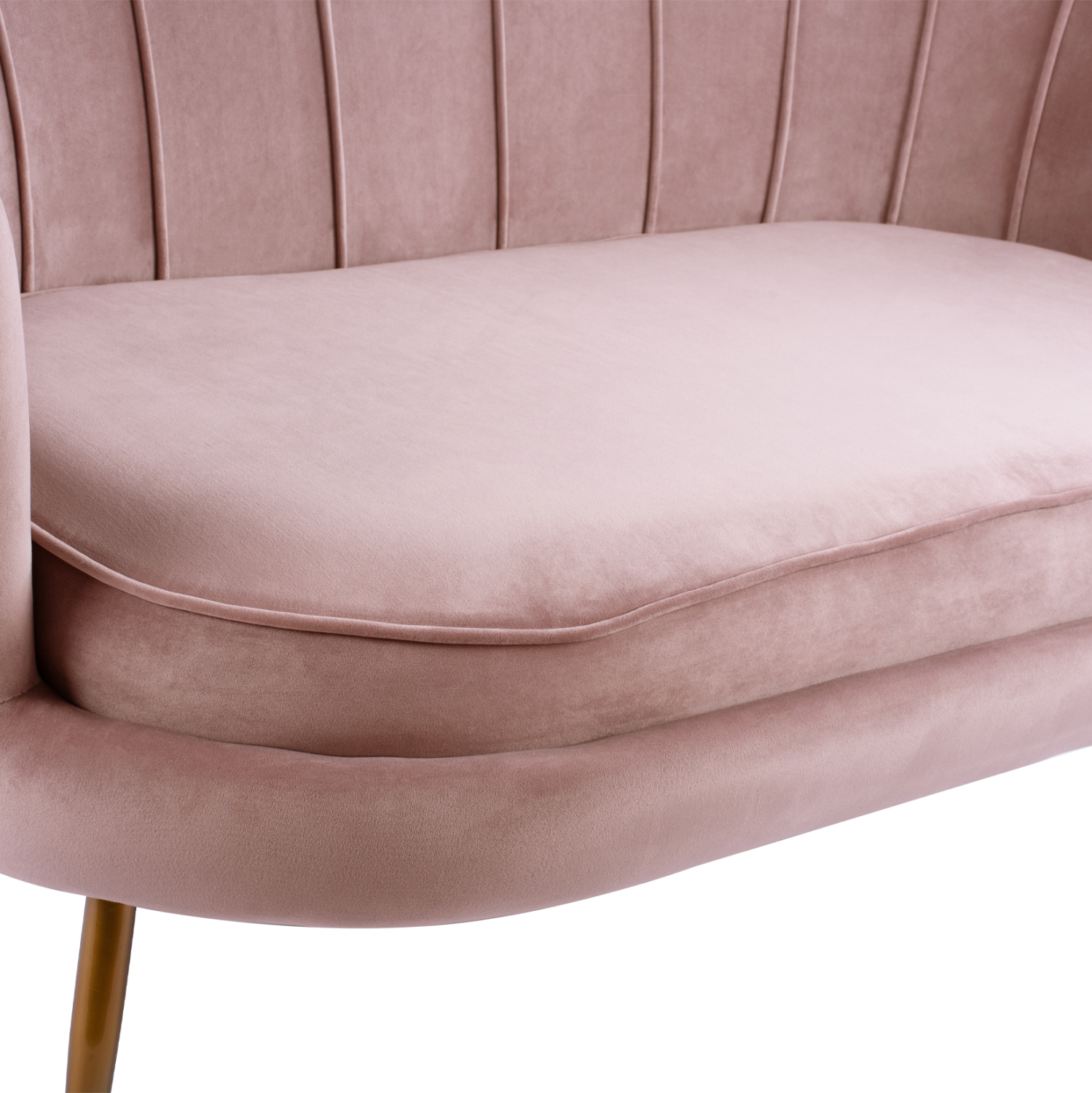 ΚΑΝΑΠΕΣ 2ΘΕΣΙΟΣ COQUILLE HM8627.02 ΑΠΟ ΒΕΛΟΥΔΟ ΣΑΠΙΟ ΜΗΛΟ & ΧΡΥΣΑ ΠΟΔΙΑ 130x81x86εκ. - Image 7