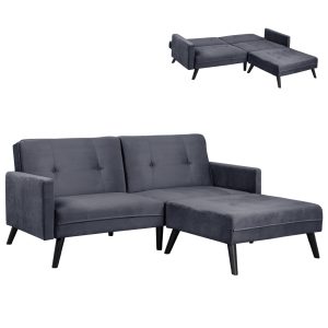 ΚΑΝΑΠΕΣ ΓΩΝΙΑ ΚΡΕΒΑΤΙ HM3151.01 LIVIA ΒΕΛΟΥΔΟ ΓΚΡΙ ΜΕ ΥΠΟΠΟΔΙΟ 211X158X83Y εκ.