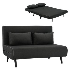 ΚΑΝΑΠΕΣ ΚΡΕΒΑΤΙ 2 ΑΤΟΜΩΝ ASMA HM3077.03 ΣΚΟΥΡΟ ΓΚΡΙ ΥΦΑΣΜΑ 140x80x77Yεκ.