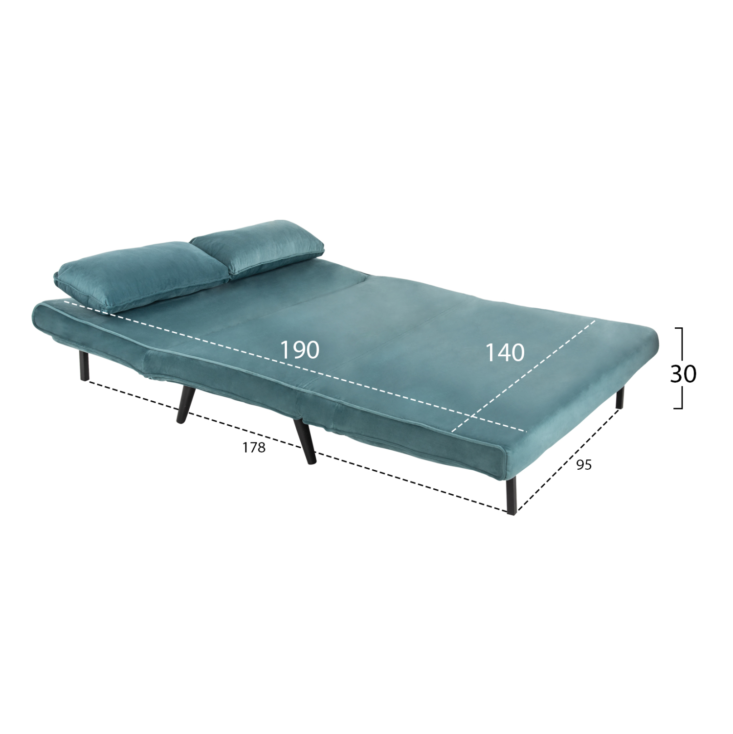 ΚΑΝΑΠΕΣ ΚΡΕΒΑΤΙ 2 ΑΤΟΜΩΝ ASMA HM3077.15 ΒΕΛΟΥΔΟ ΜΕΝΤΑ 140x80x77Yεκ. - Image 3