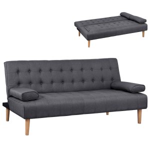 ΚΑΝΑΠΕΣ ΚΡΕΒΑΤΙ WANDA HM3149.01 ΜΕ ΓΚΡΙ ΥΦΑΣΜΑ ΚΑΙ 2 ΠΛΑΙΝΑ ΜΑΞΙΛΑΡΙΑ 190X84X83Y εκ.