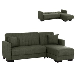 ΚΑΝΑΠΕΣ ΚΡΕΒΑΤΙ GHUFRAN ΓΩΝΙΑ ΑΝΑΣΤΡΕΨΙΜΗ DARK OLIVE ΜΕ ΑΠΟΘΗΚΕΤΙΚΟ ΧΩΡΟ HM3244.05 202x140x78Yεκ.