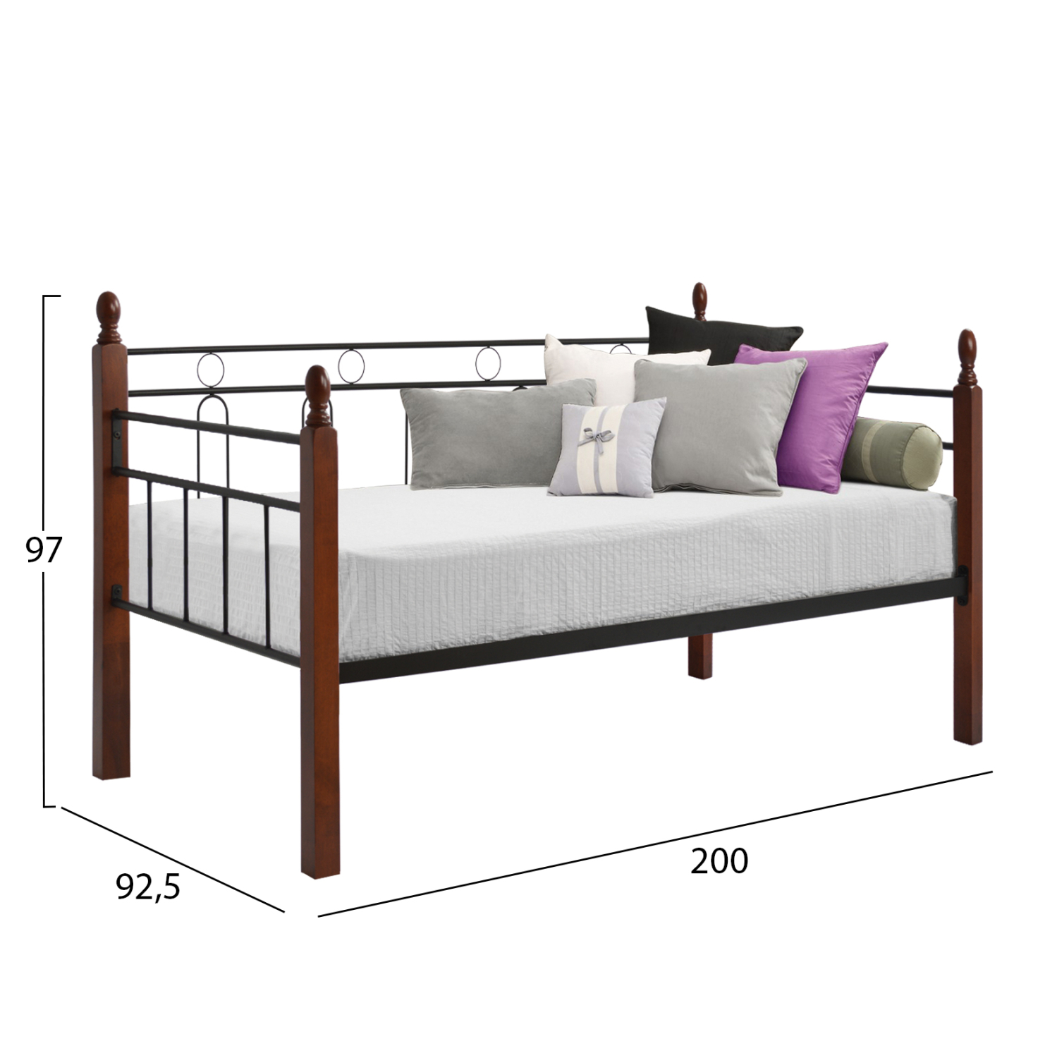 ΚΑΝΑΠΕΣ ΚΡΕΒΑΤΙ REVEN ΣΤΡΩΜΑ 90Χ190 εκ ΜΕΤΑΛΛΟ ΚΑΙ ΞΥΛΟ HM367 - Image 3