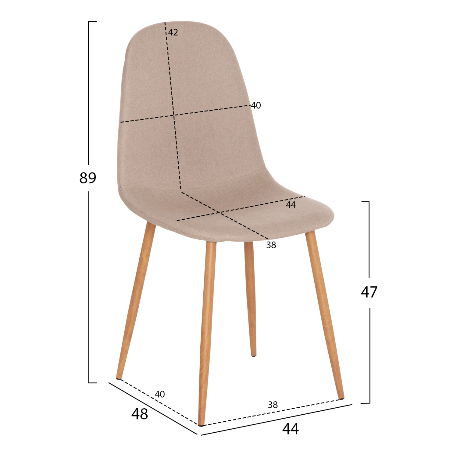 ΚΑΡΕΚΛΑ LEONARDO HM00100.07 ΥΦΑΣΜΑ ΜΠΕΖ ΚΑΙ ΚΑΦΕ ΜΕΤΑΛΛΙΚΑ ΠΟΔΙΑ 44x48x89Υεκ. - Image 2