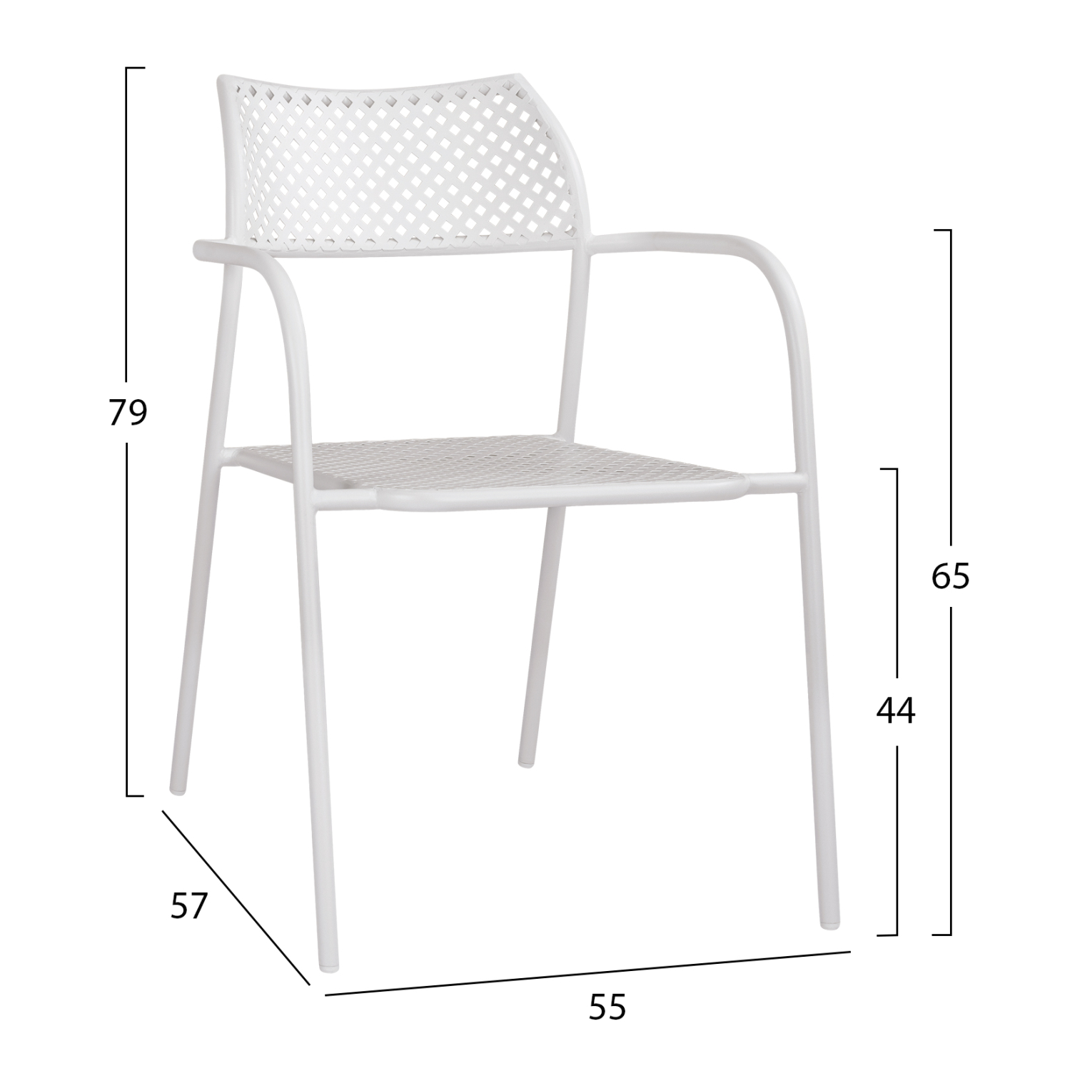 ΚΑΡΕΚΛΑ ΜΕΤΑΛΛΙΚΗ ΛΕΥΚΗ THETIS HM5173.12 55x57x79 cm - Image 2